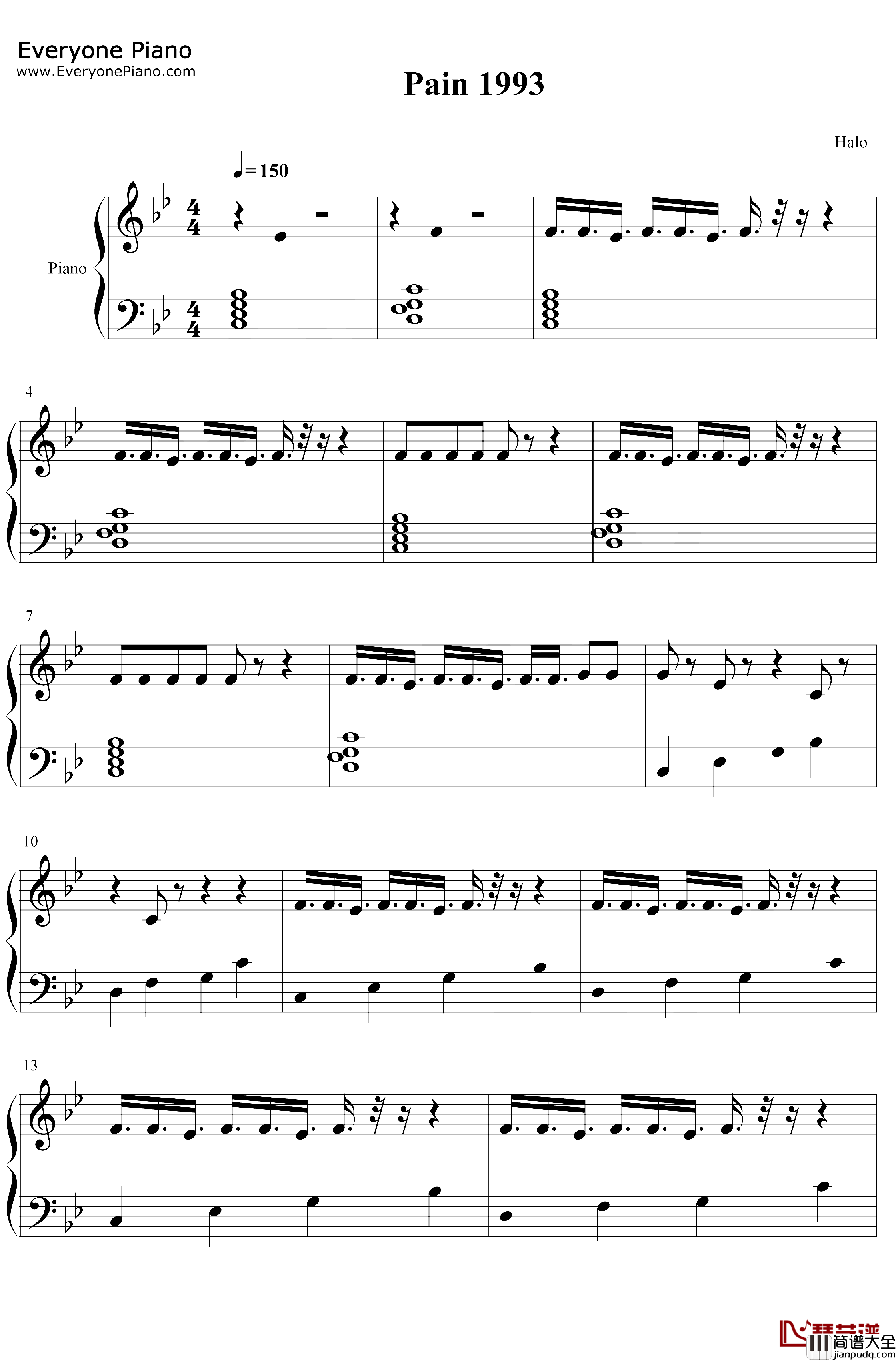 Pain1993钢琴谱_Drake