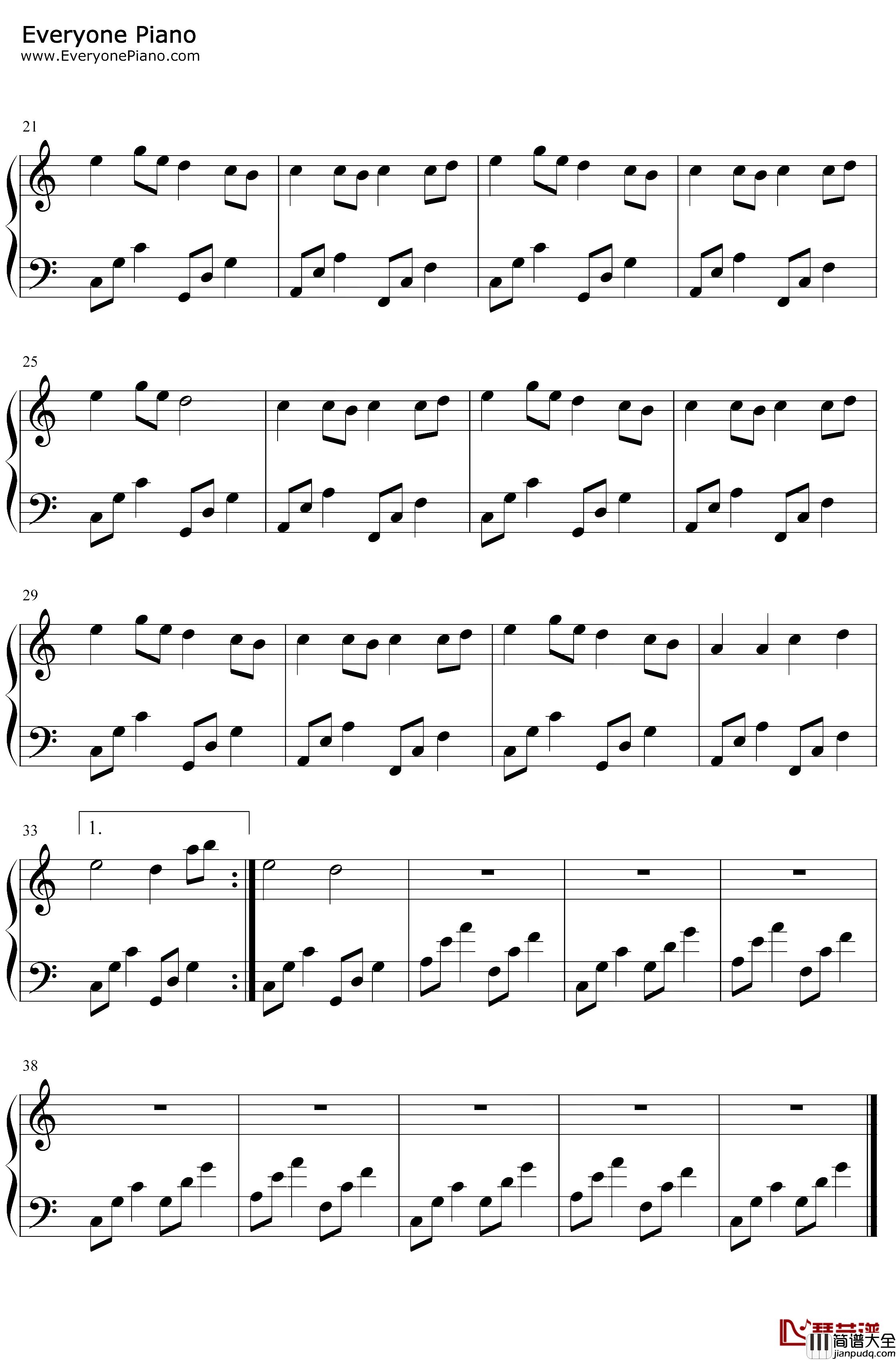 青空钢琴谱_Candy_Wind_简单版