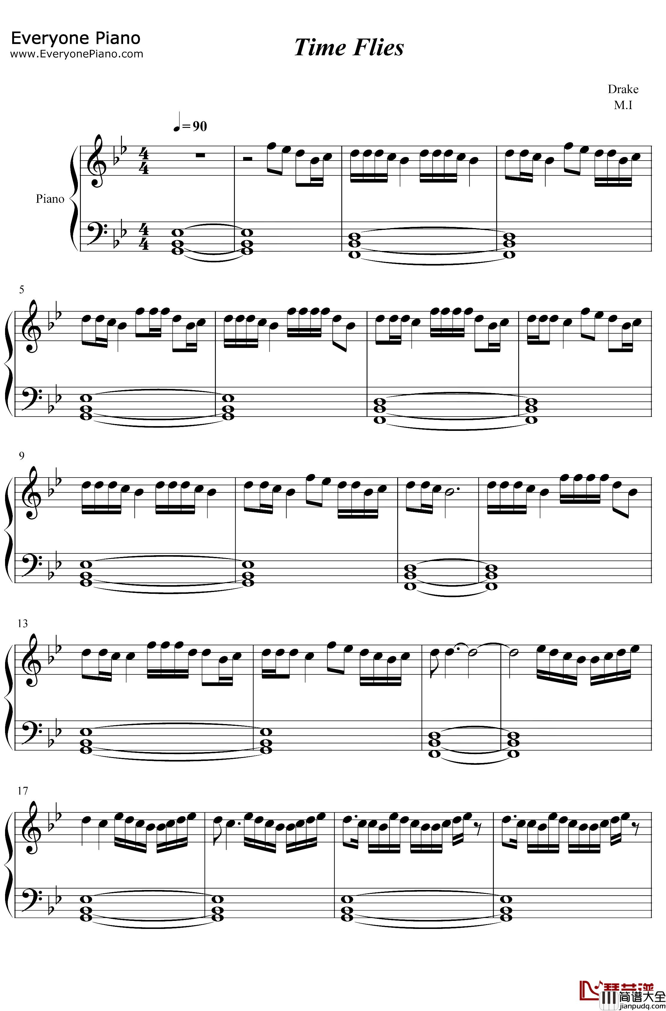 Time_Flies钢琴谱_Drake