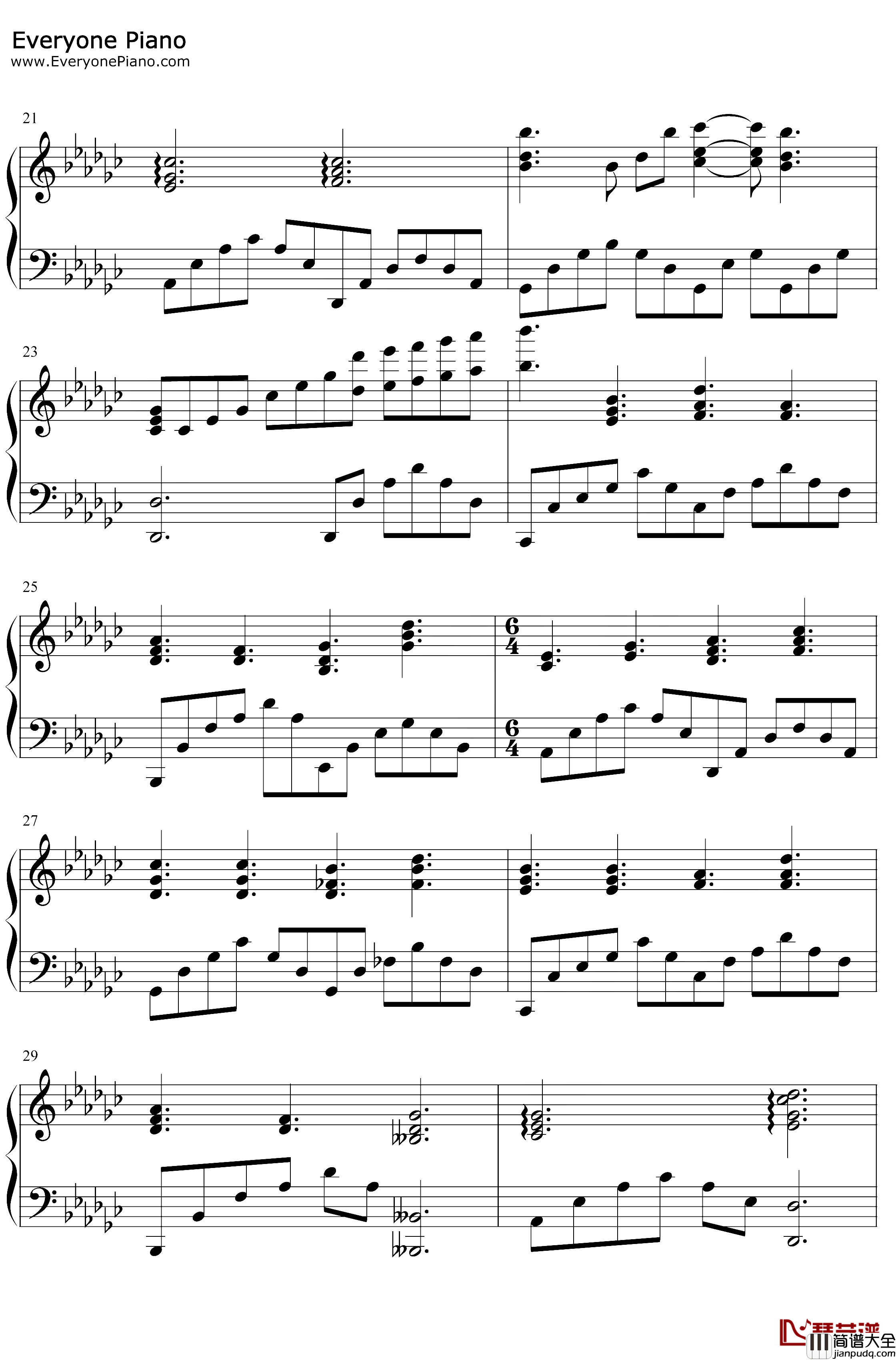 喜欢你钢琴谱_徐佳莹_伴奏谱