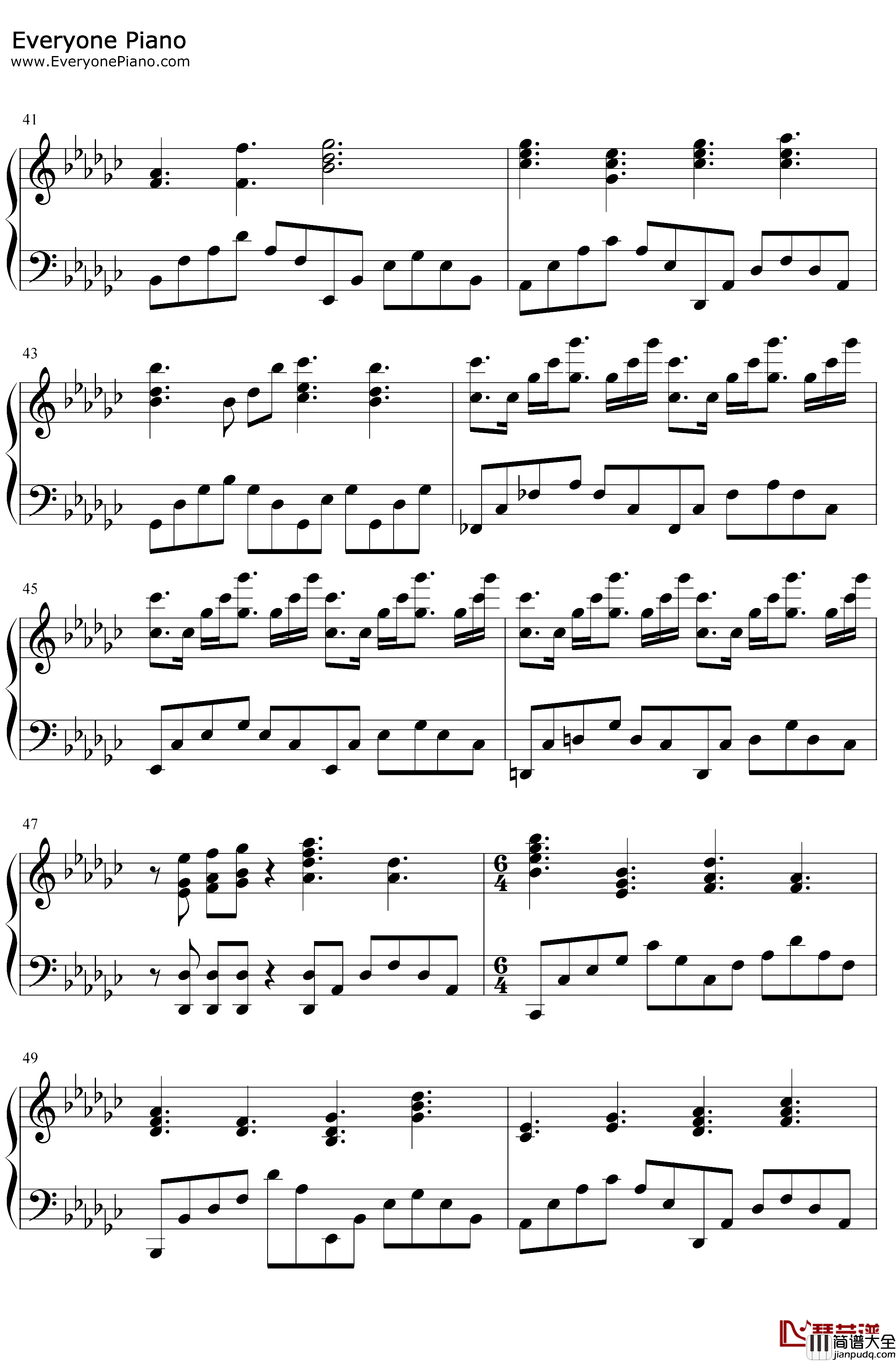 喜欢你钢琴谱_徐佳莹_伴奏谱