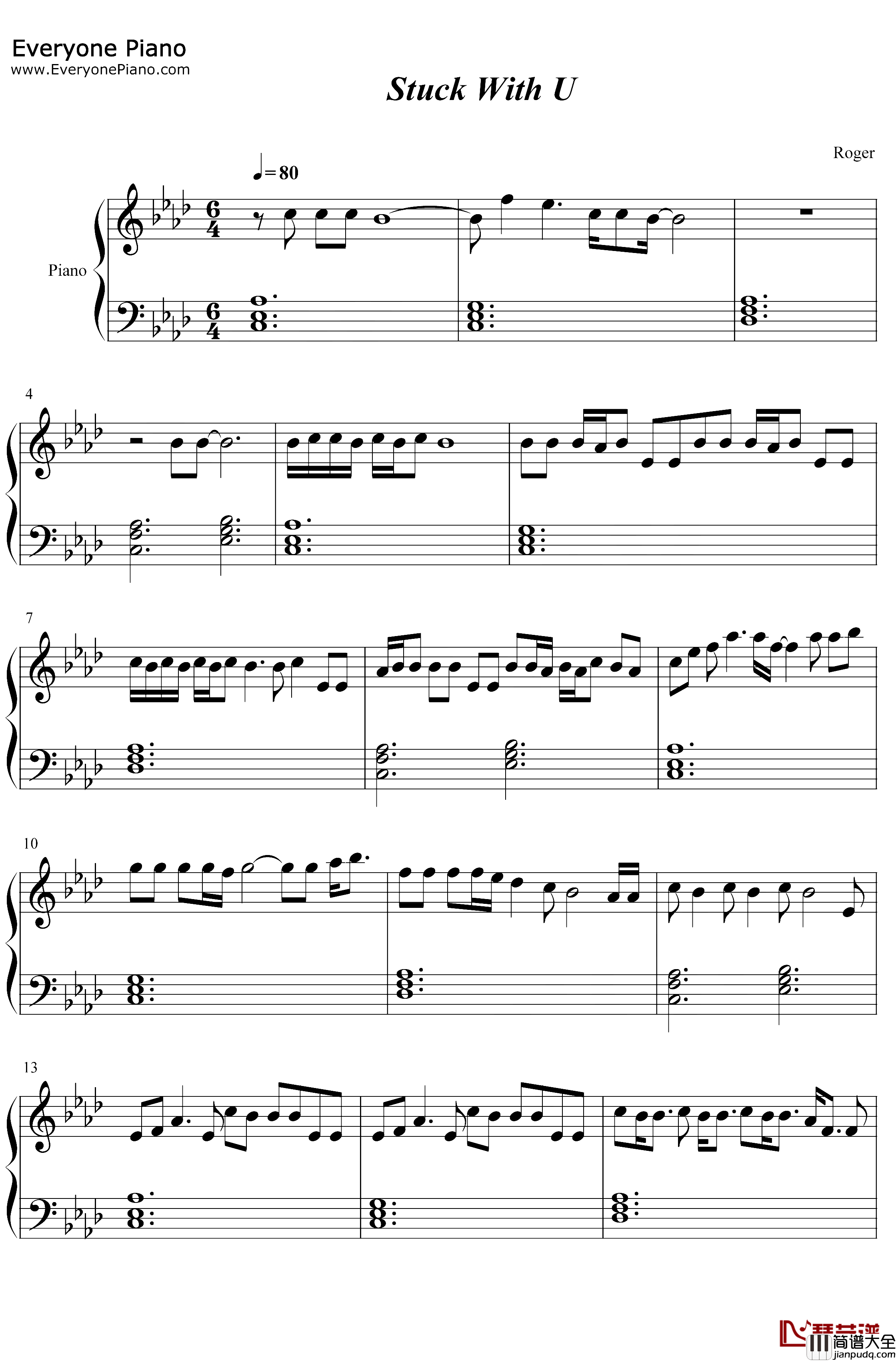Stuck_with_U钢琴谱_Ariana_Grande_Justin_Bieber