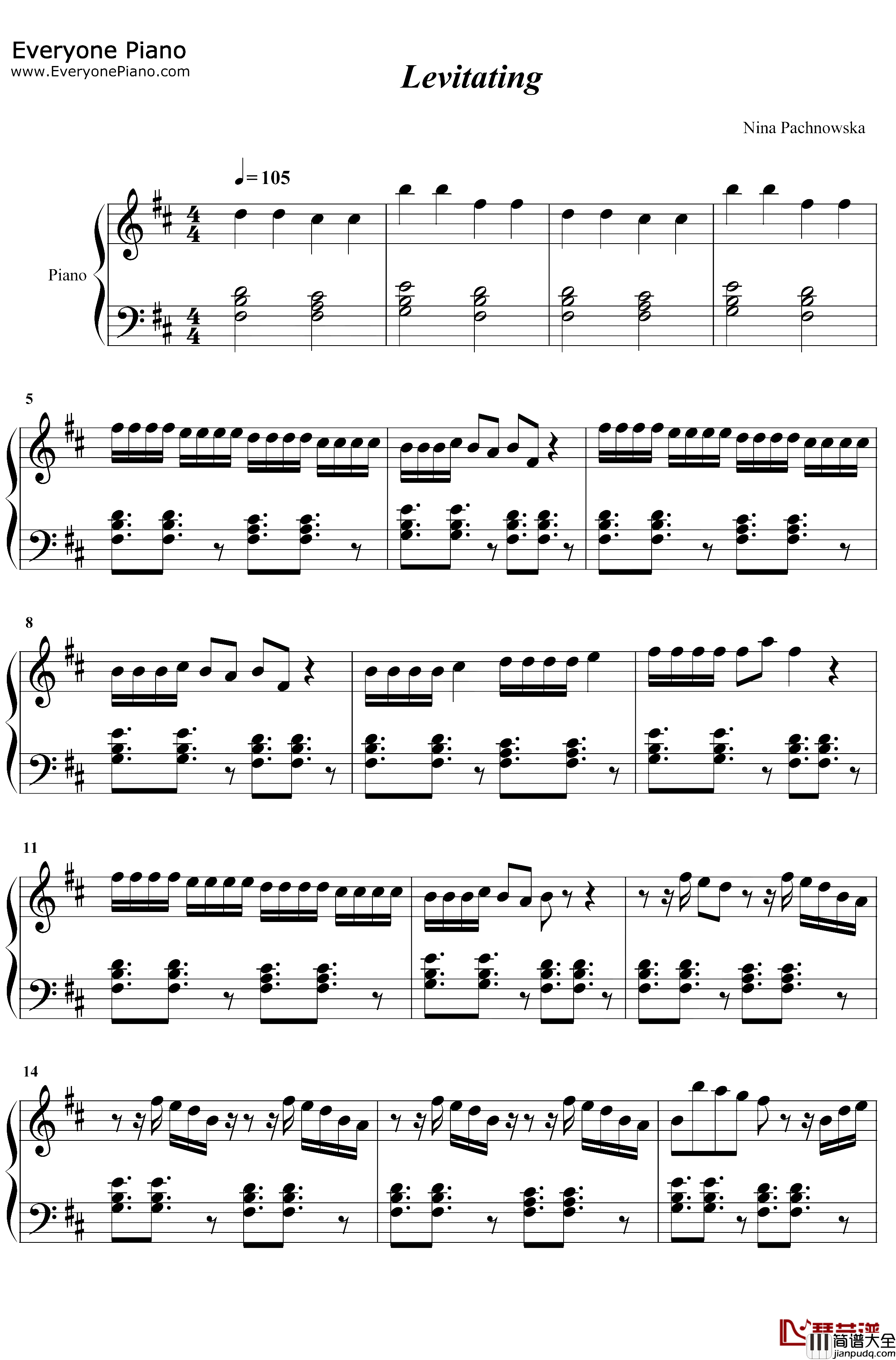 Levitating钢琴谱_Dua_Lipa