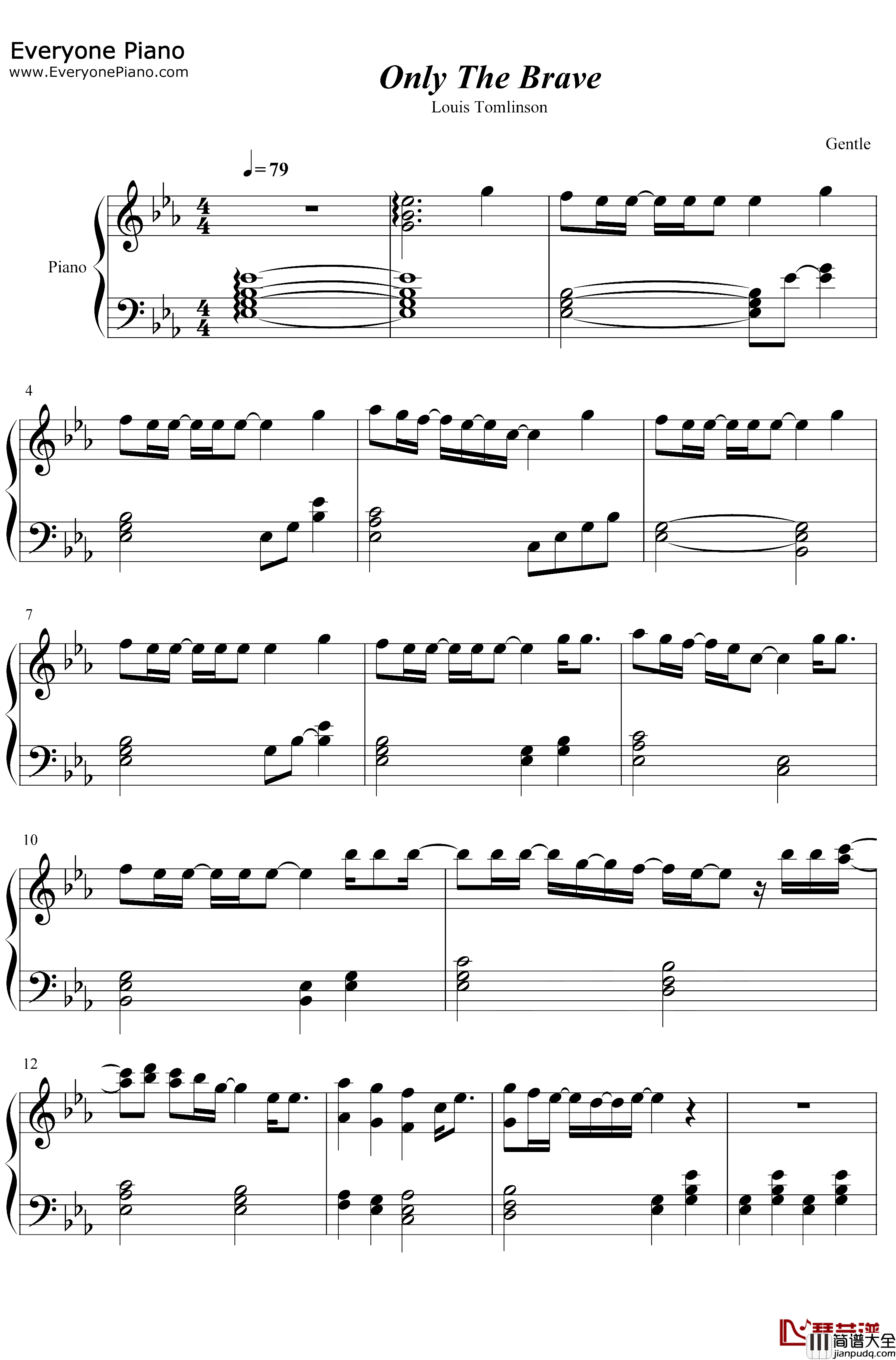 Only_The_Brave钢琴谱_Louis_Tomlinson