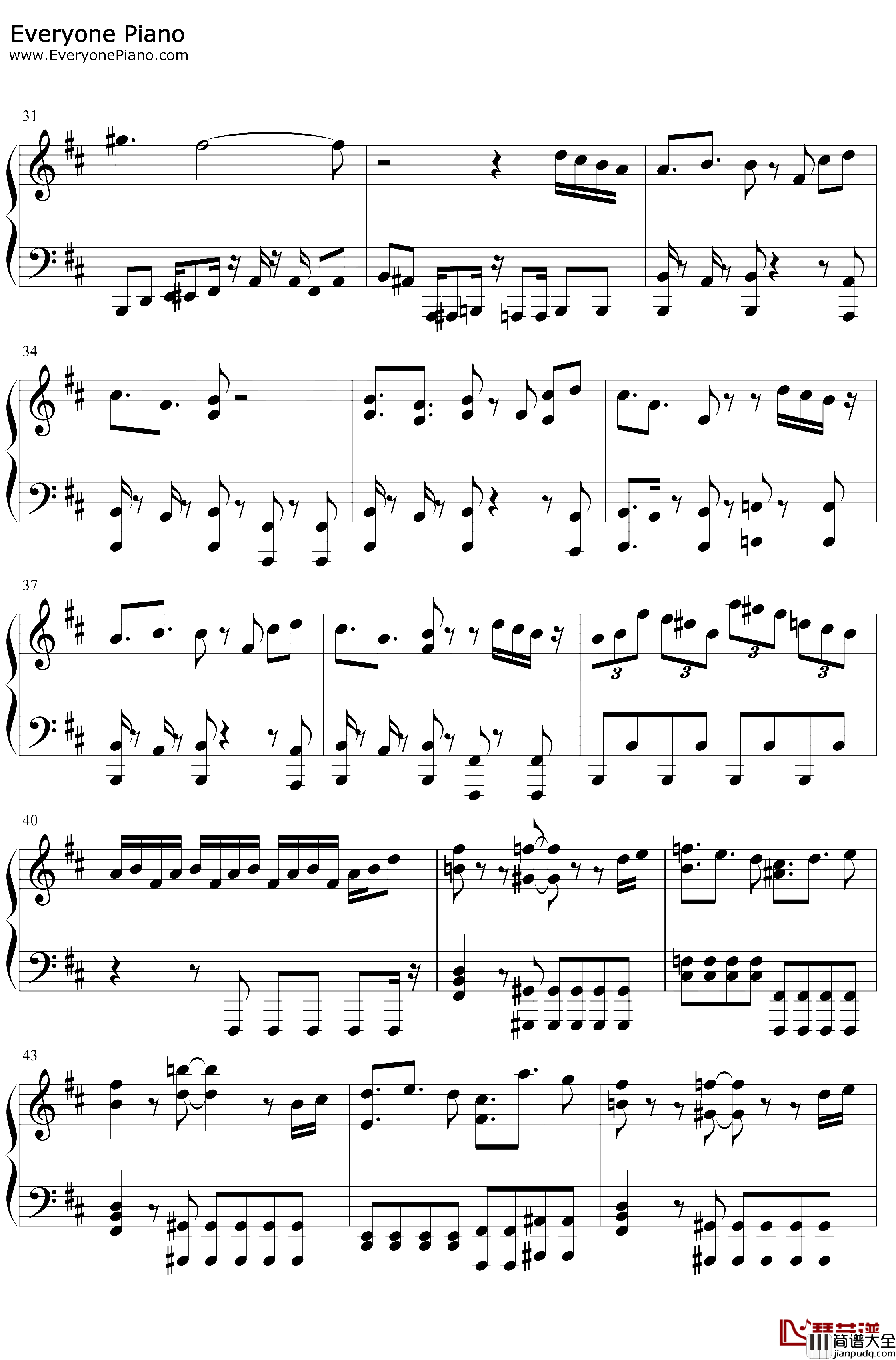 il_vento_doro钢琴谱_菅野祐悟_JOJO的奇妙冒险黄金之风OST