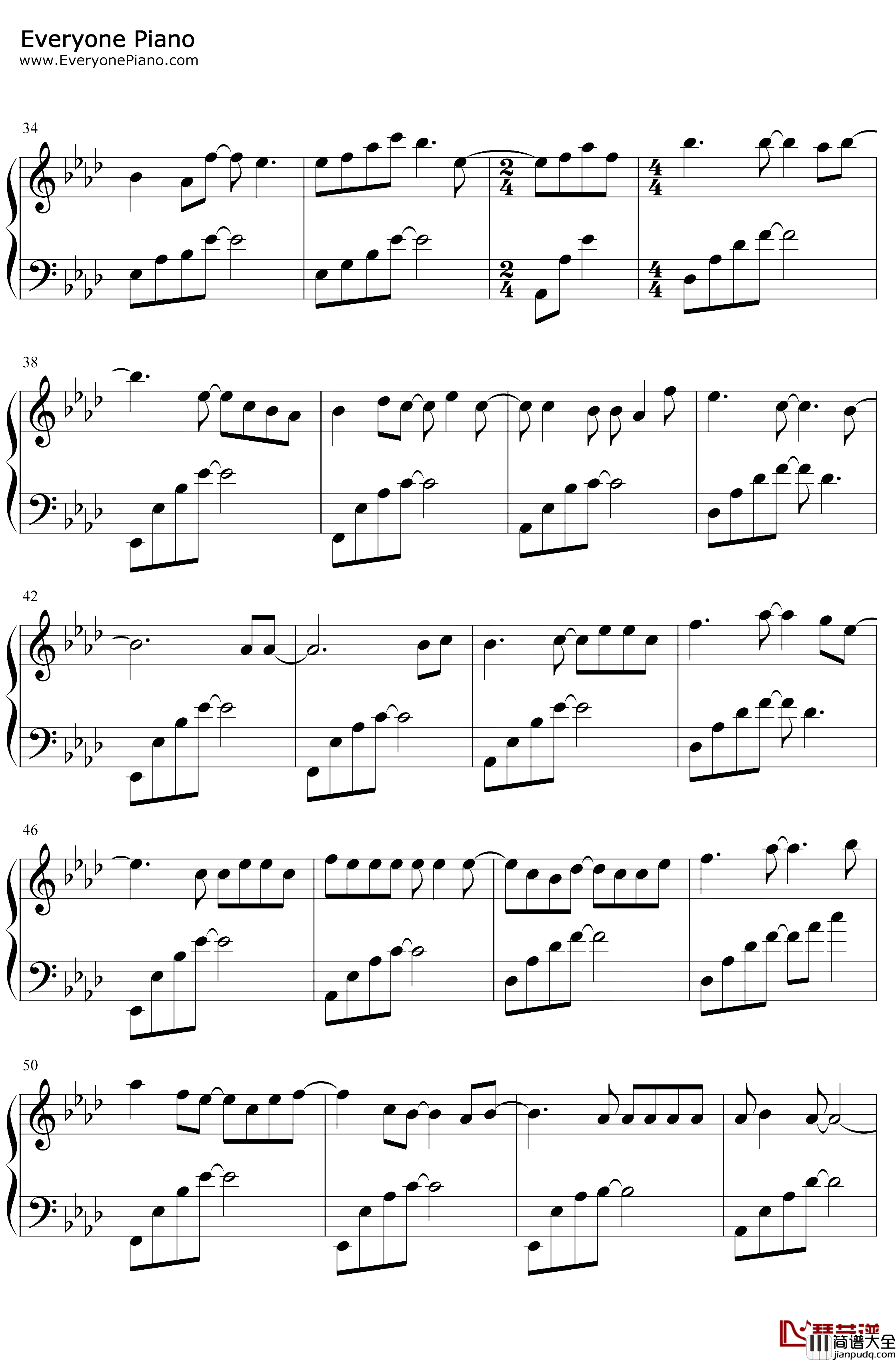 相隔千里钢琴谱_音素萱萱