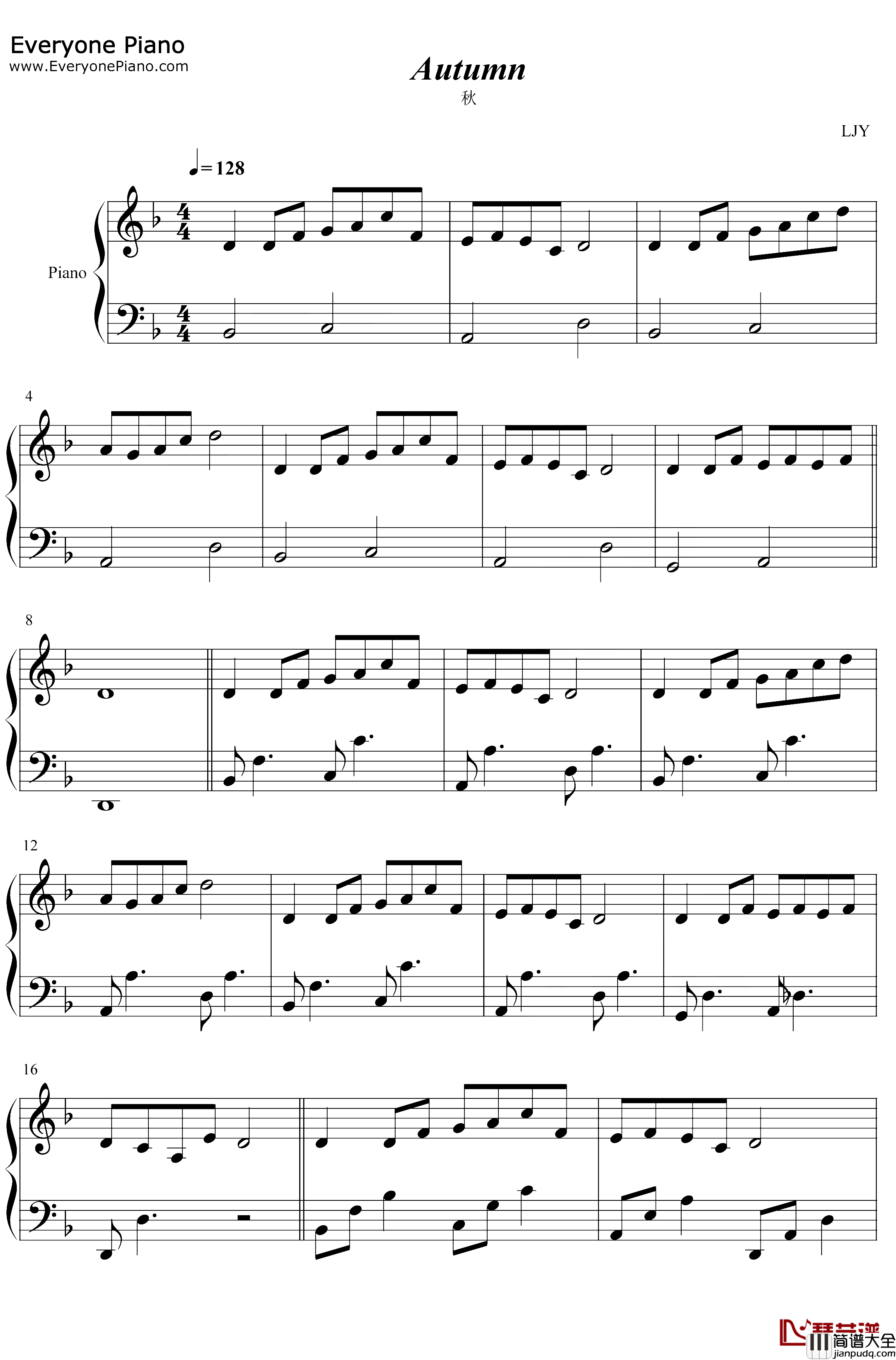 Autumn钢琴谱_LJY_秋