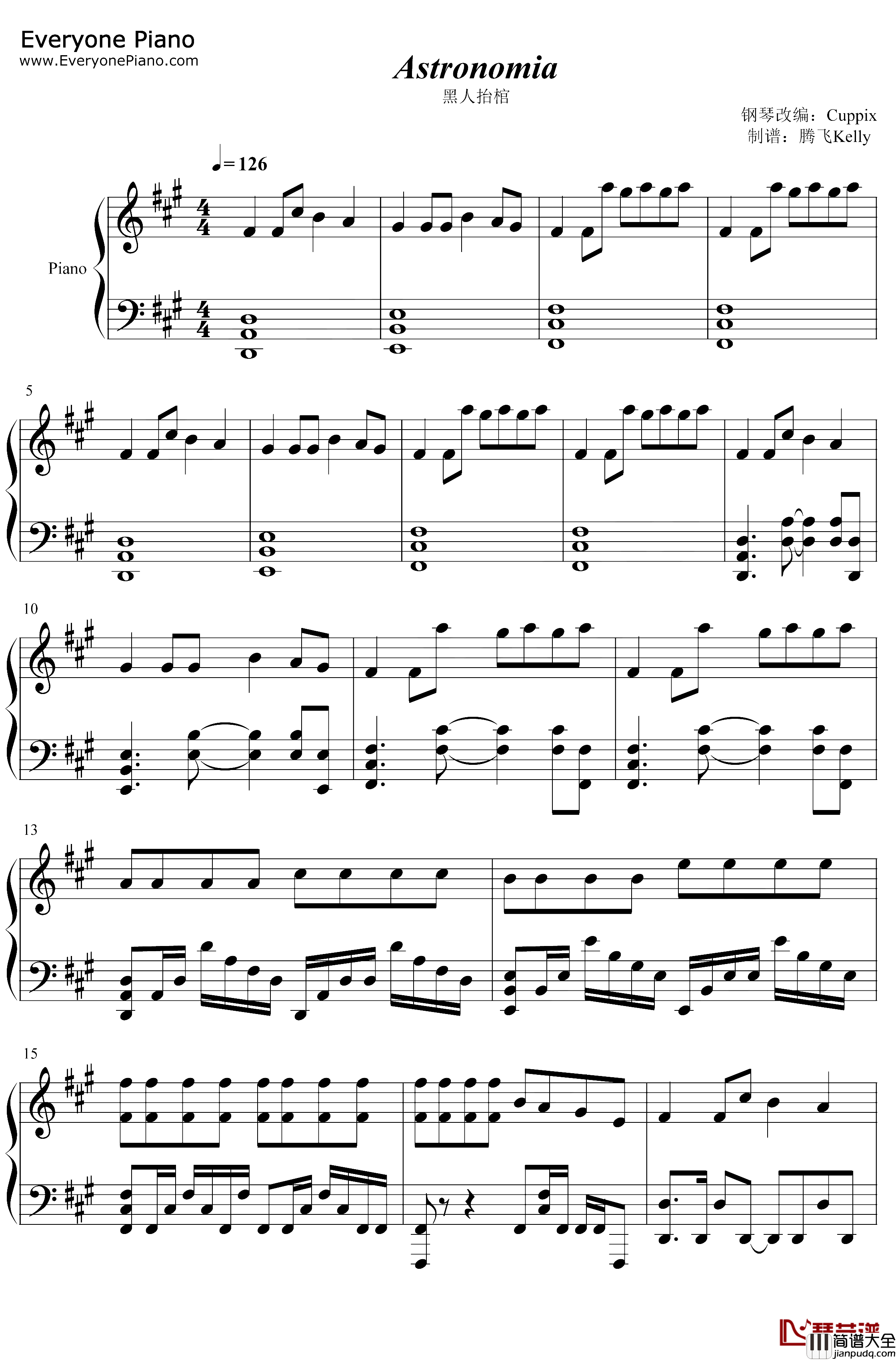 Astronomia钢琴谱_Vicetone_TonyIgy_黑人抬棺_电音神曲