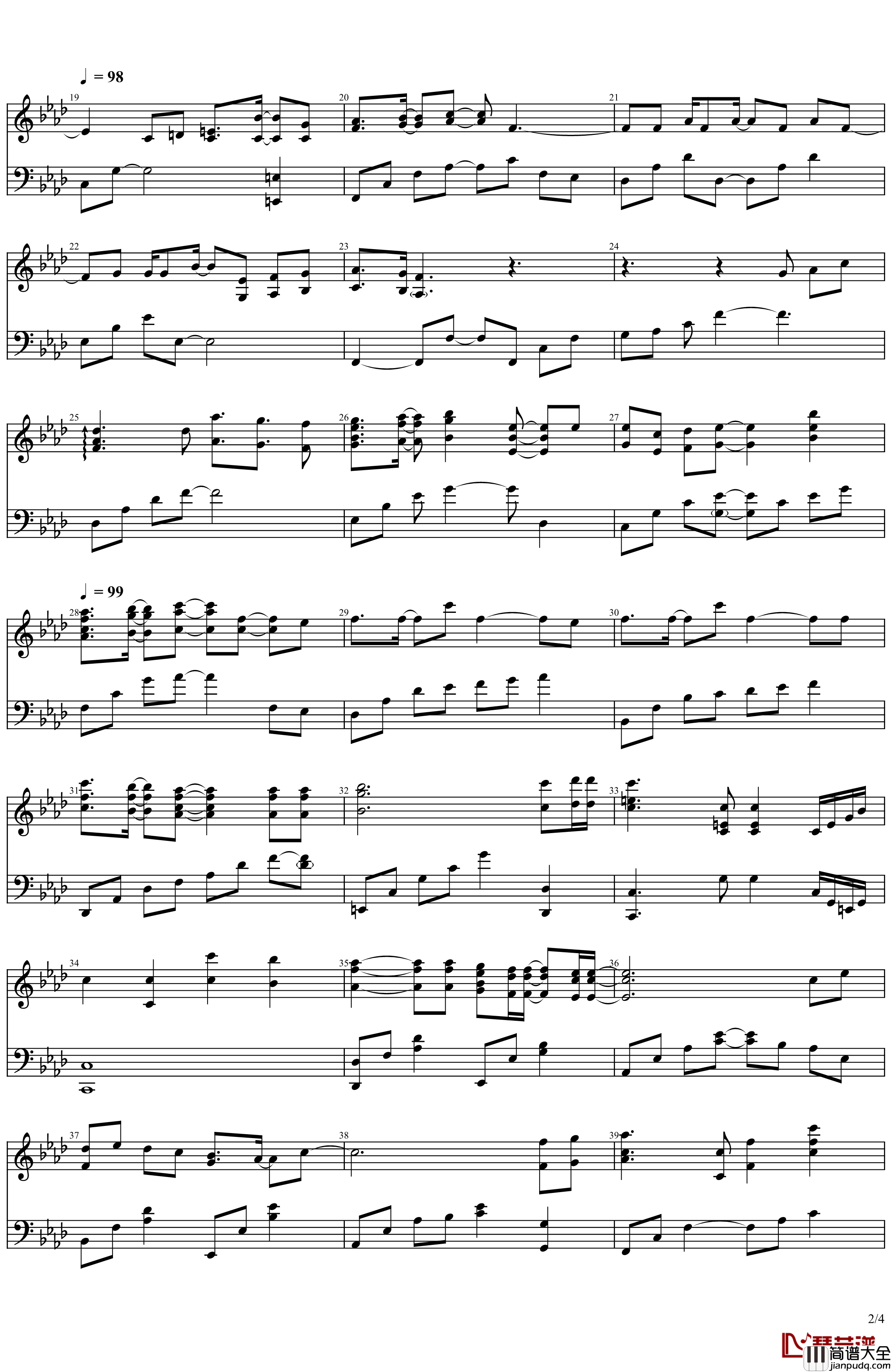 秋之回忆2_OP_明日天気に钢琴谱_Memories_Off*志仓千代丸