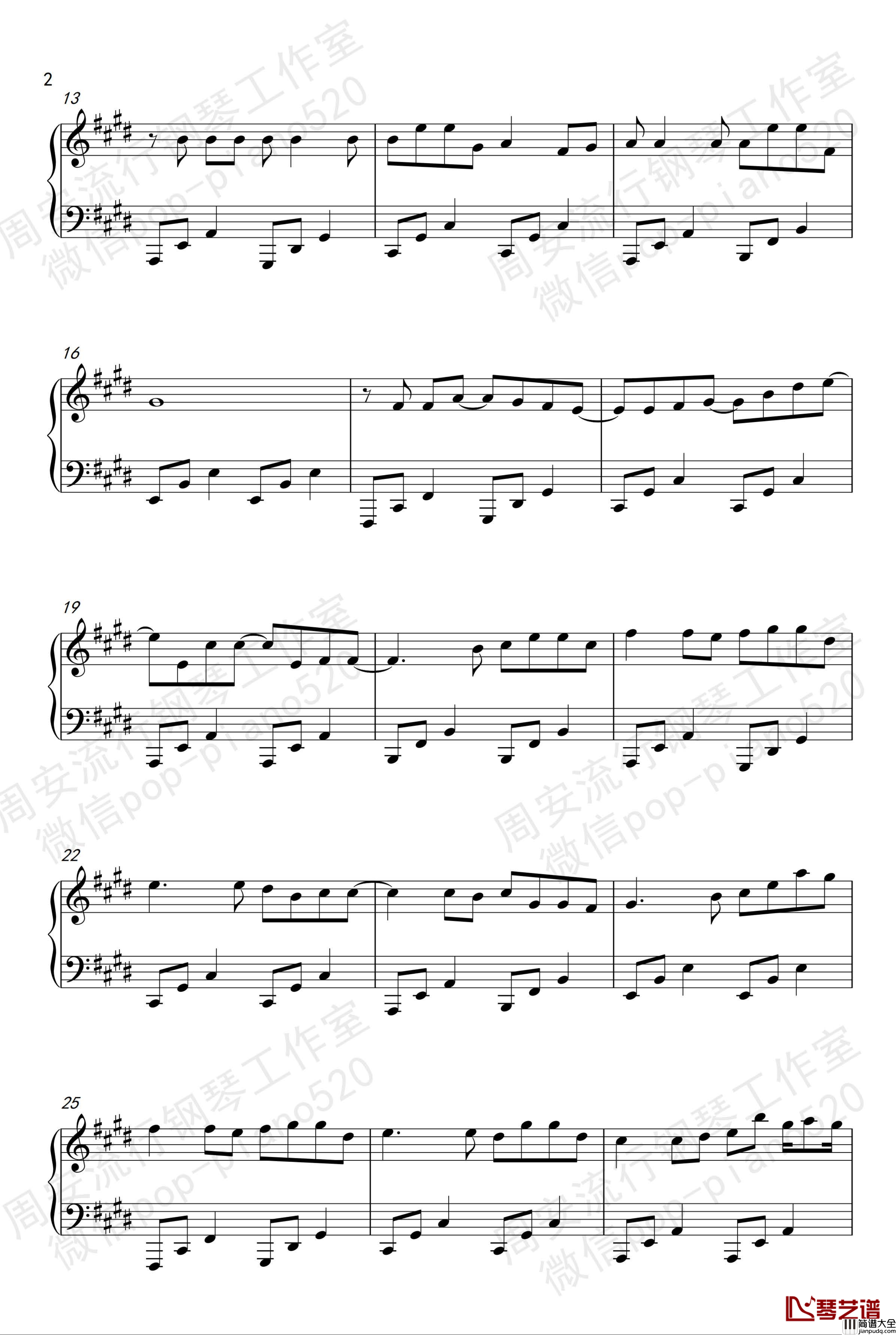 那女孩对我说钢琴谱_超唯美钢琴版_周安老师_黄义达