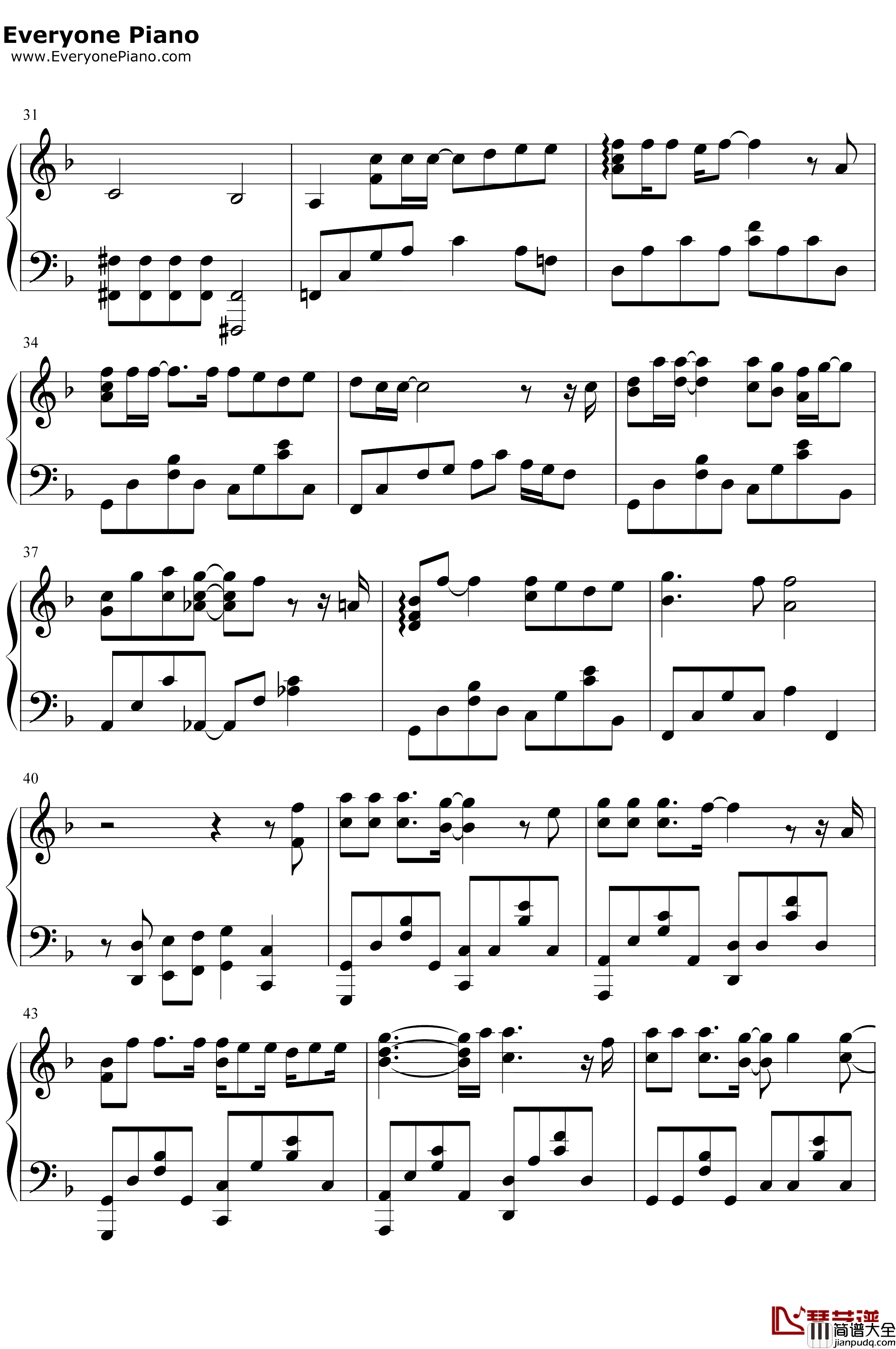 华生钢琴谱_陈绮贞