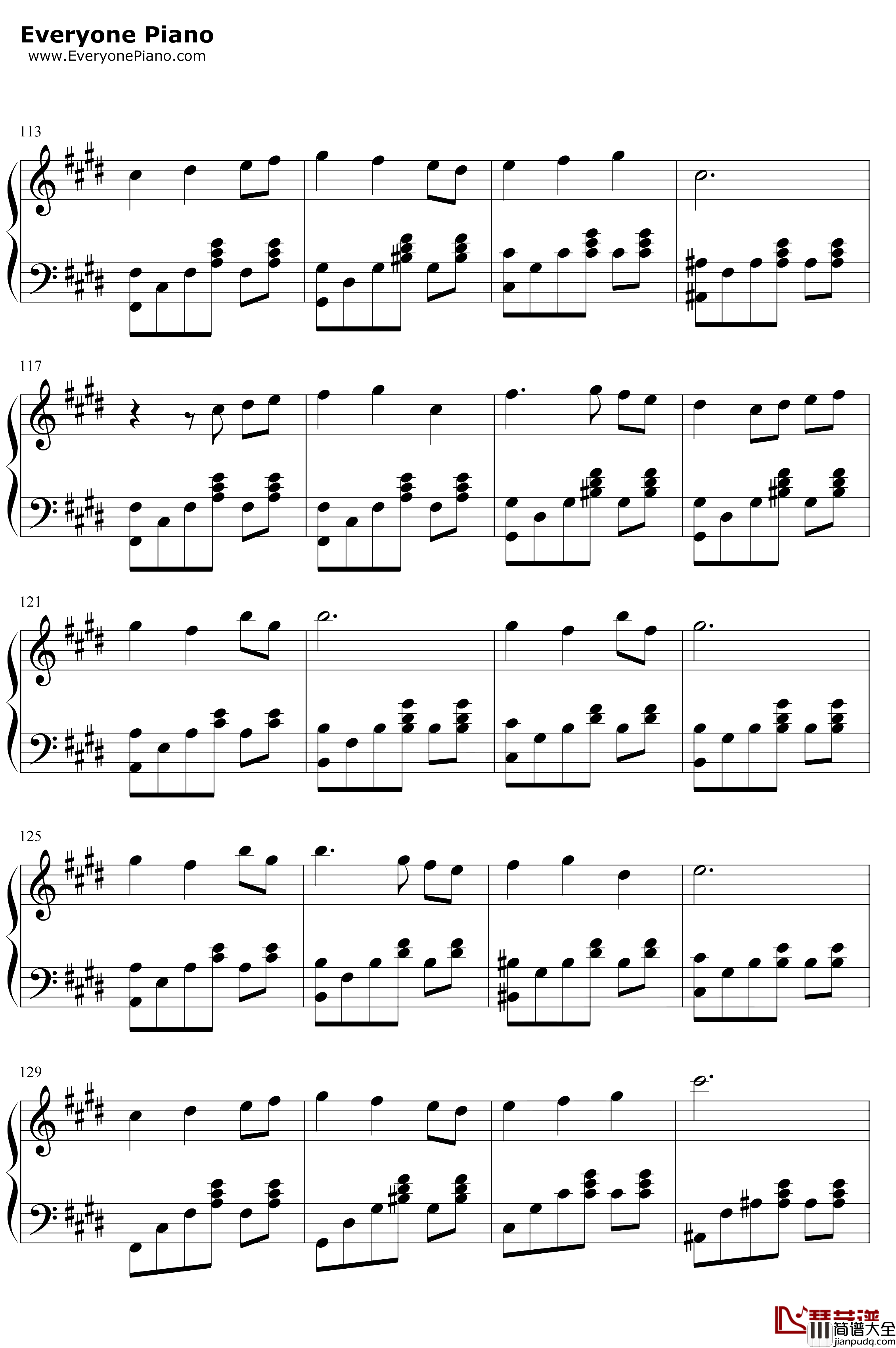 月出钢琴谱_双笙