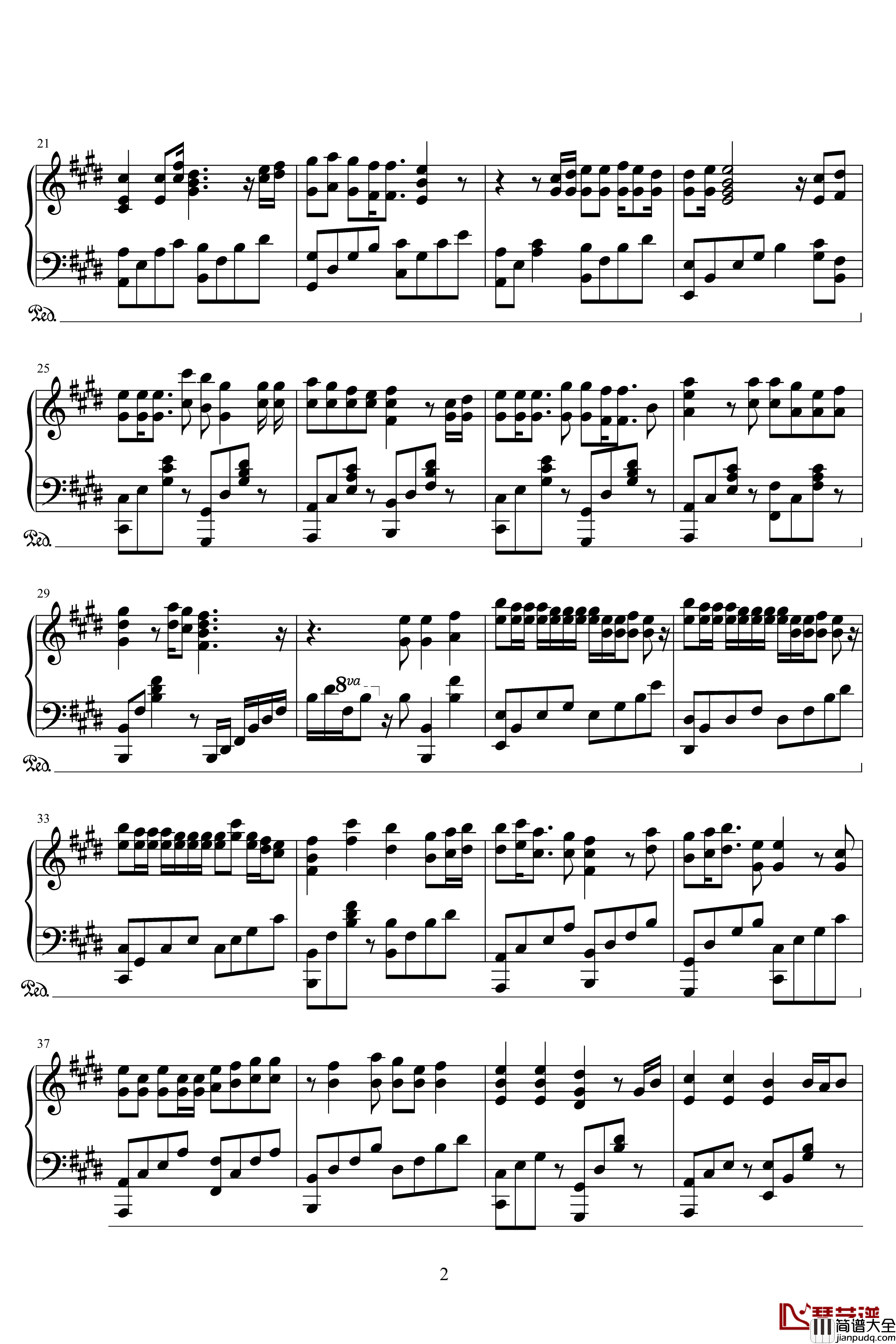 妖精的尾巴ED钢琴谱_君がいるから_妖精的尾巴