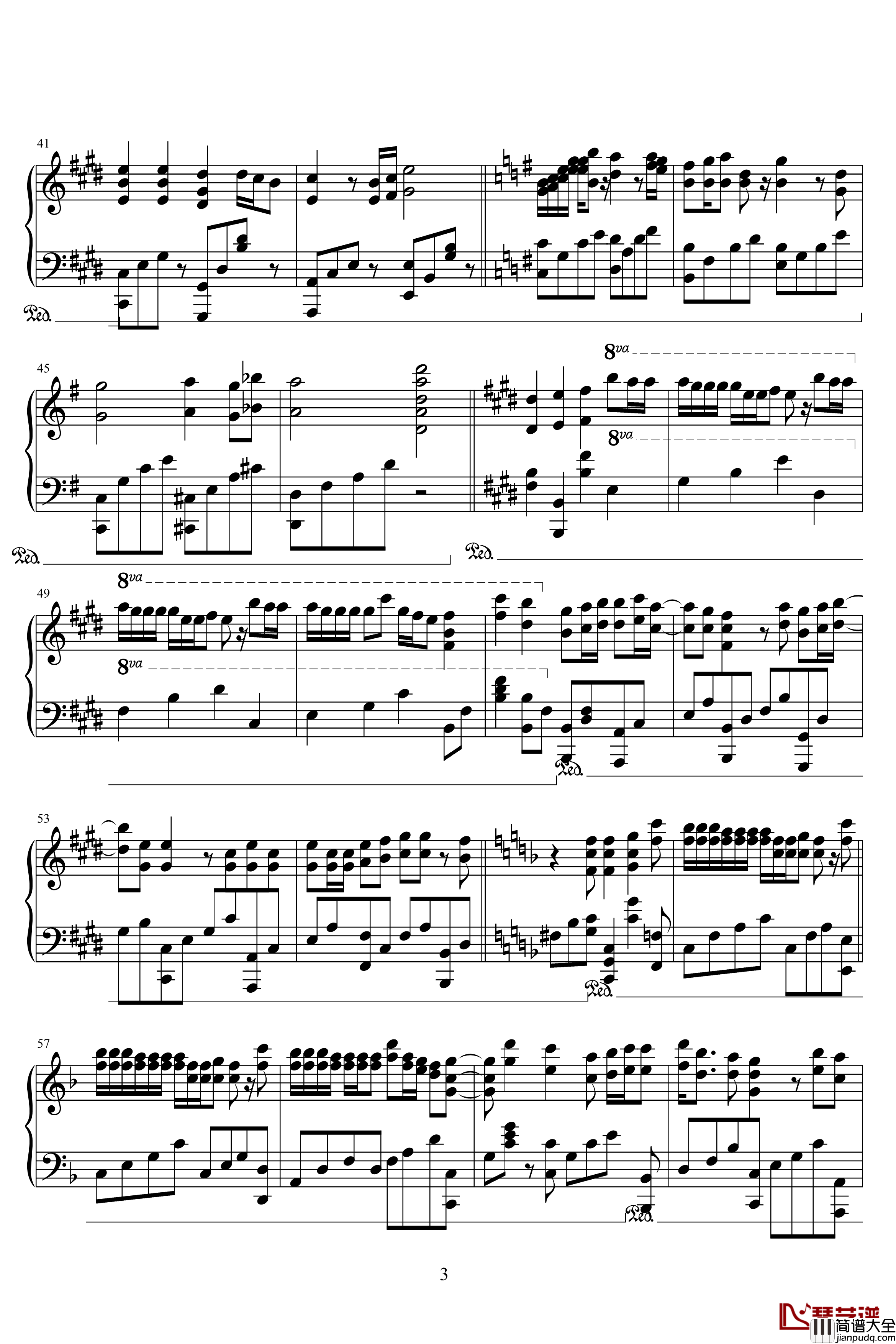 妖精的尾巴ED钢琴谱_君がいるから_妖精的尾巴