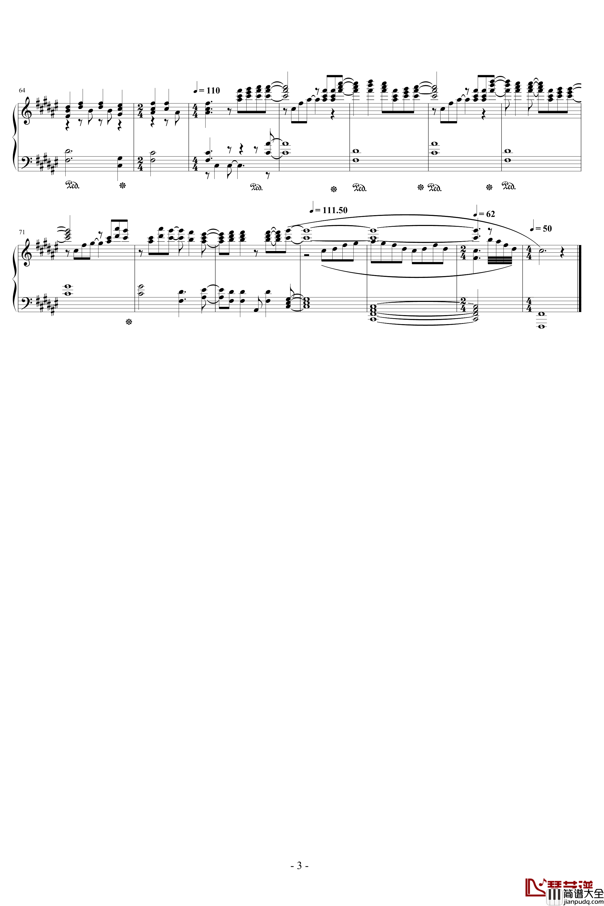 破晓的梦钢琴谱_李管彦平