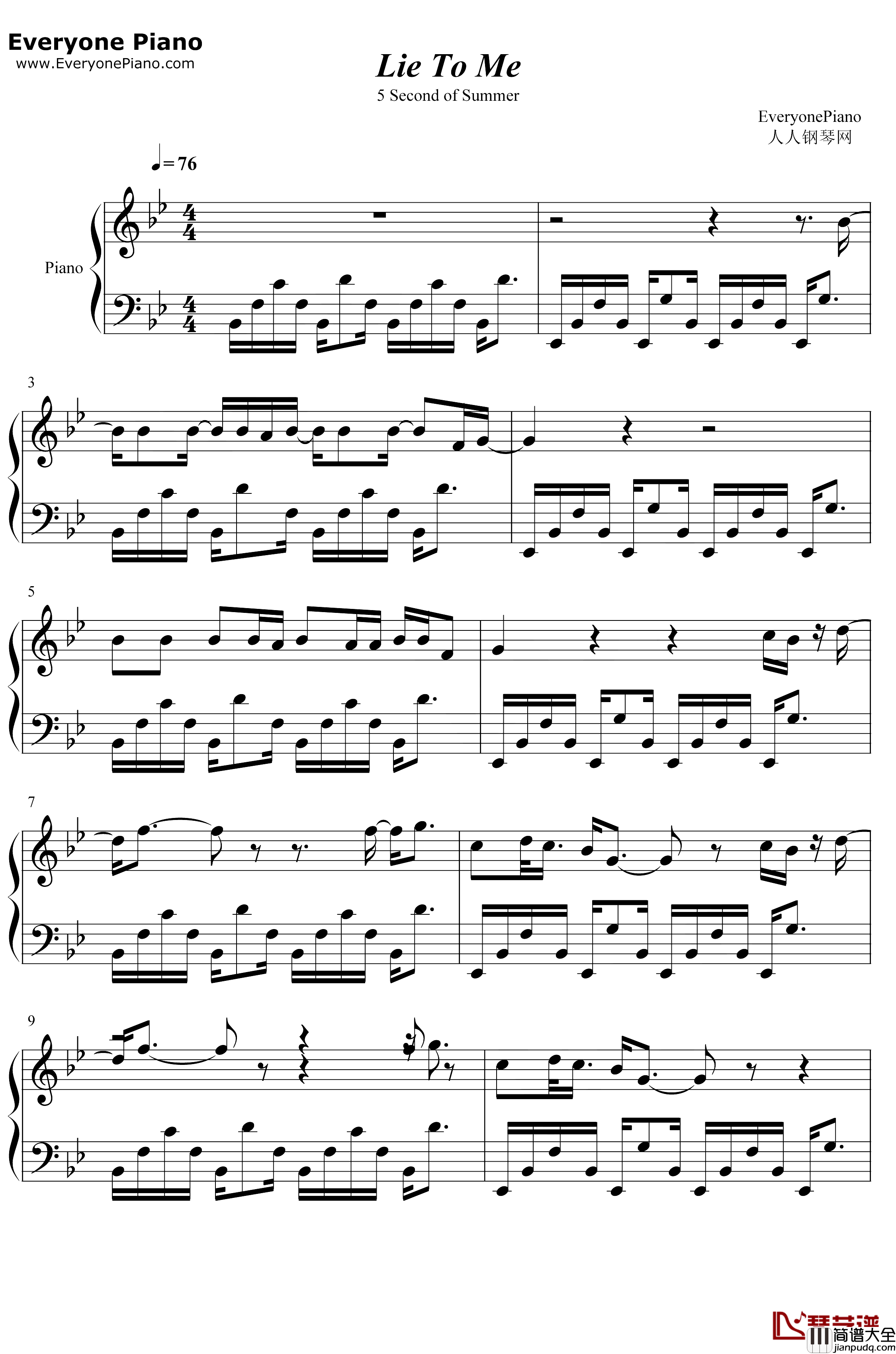 Lie_to_Me钢琴谱_5_Seconds_of_Summer