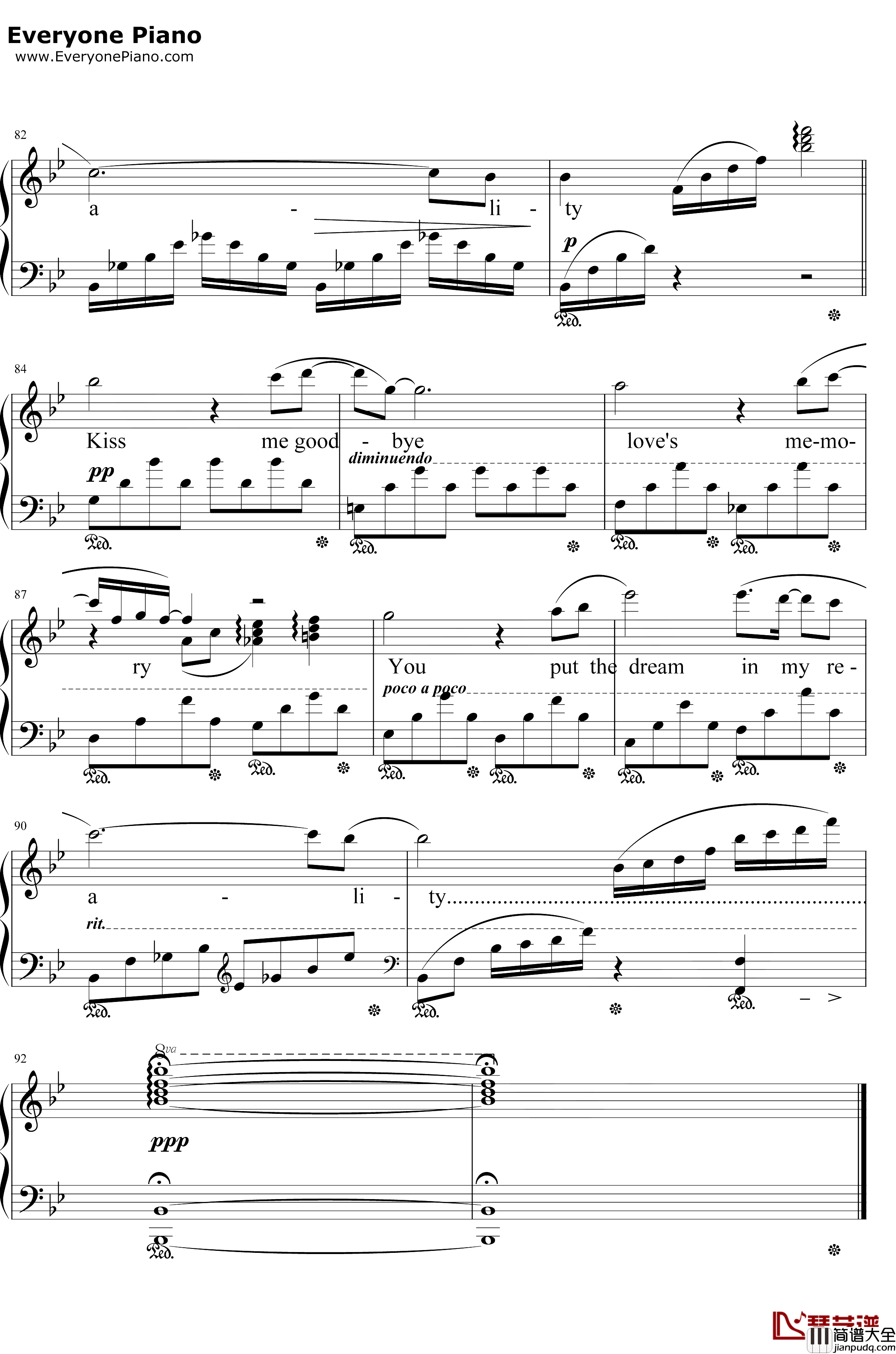 Kiss_Me_Good钢琴谱_安藝聖世美_Bye_最终幻想XII主题曲