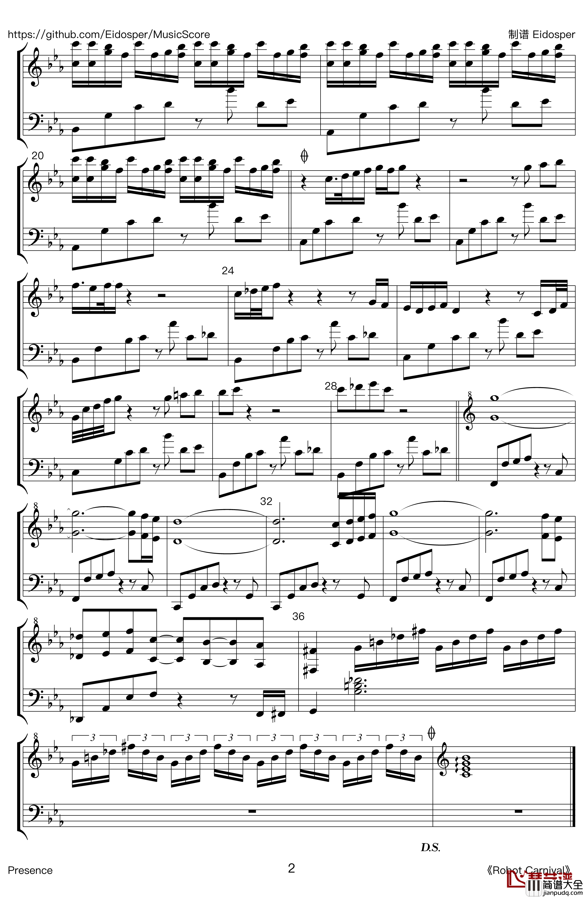 Presence钢琴谱_久石让