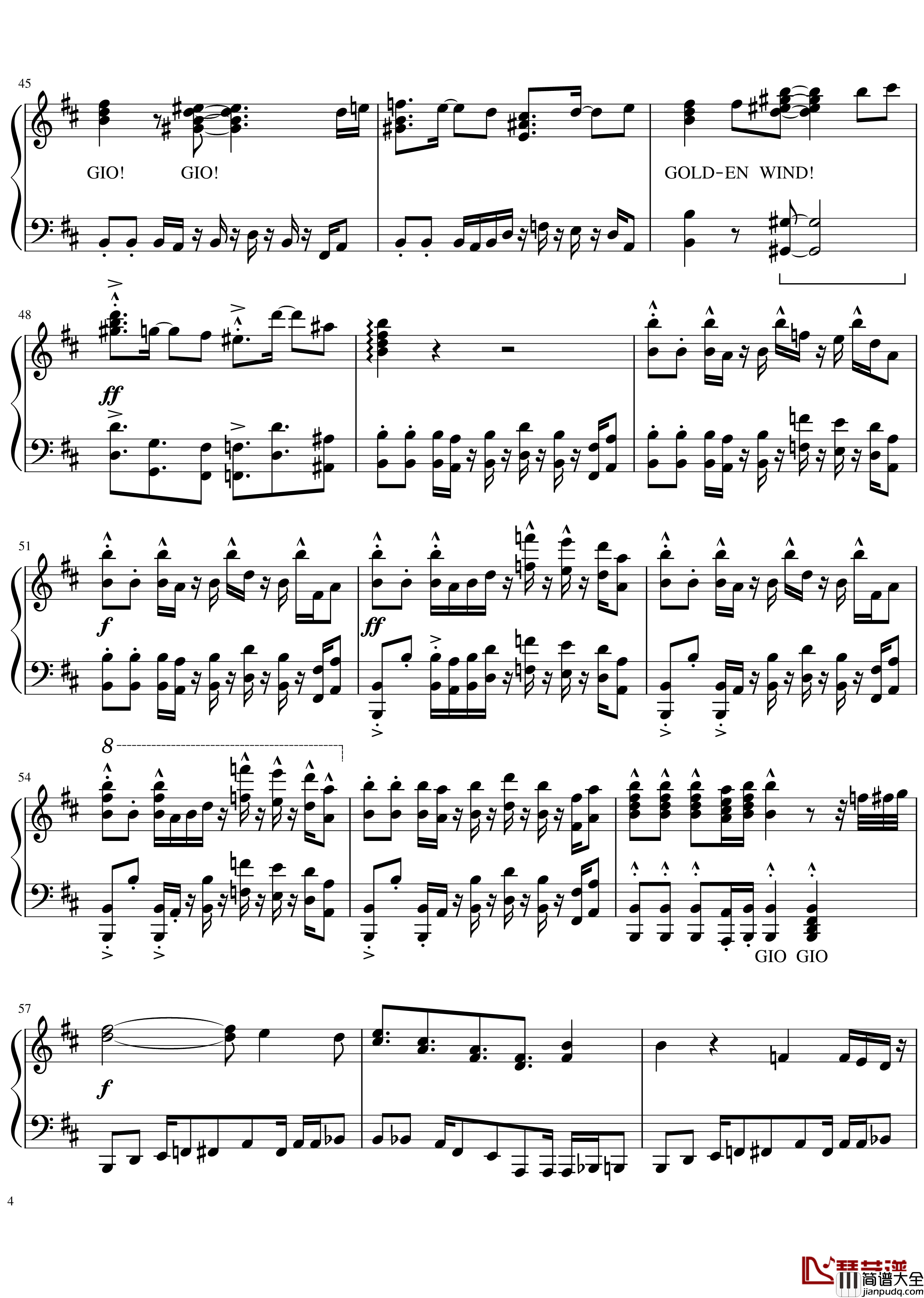 il_vento_doro钢琴谱_镇魂曲ver._JOJO的奇妙冒险