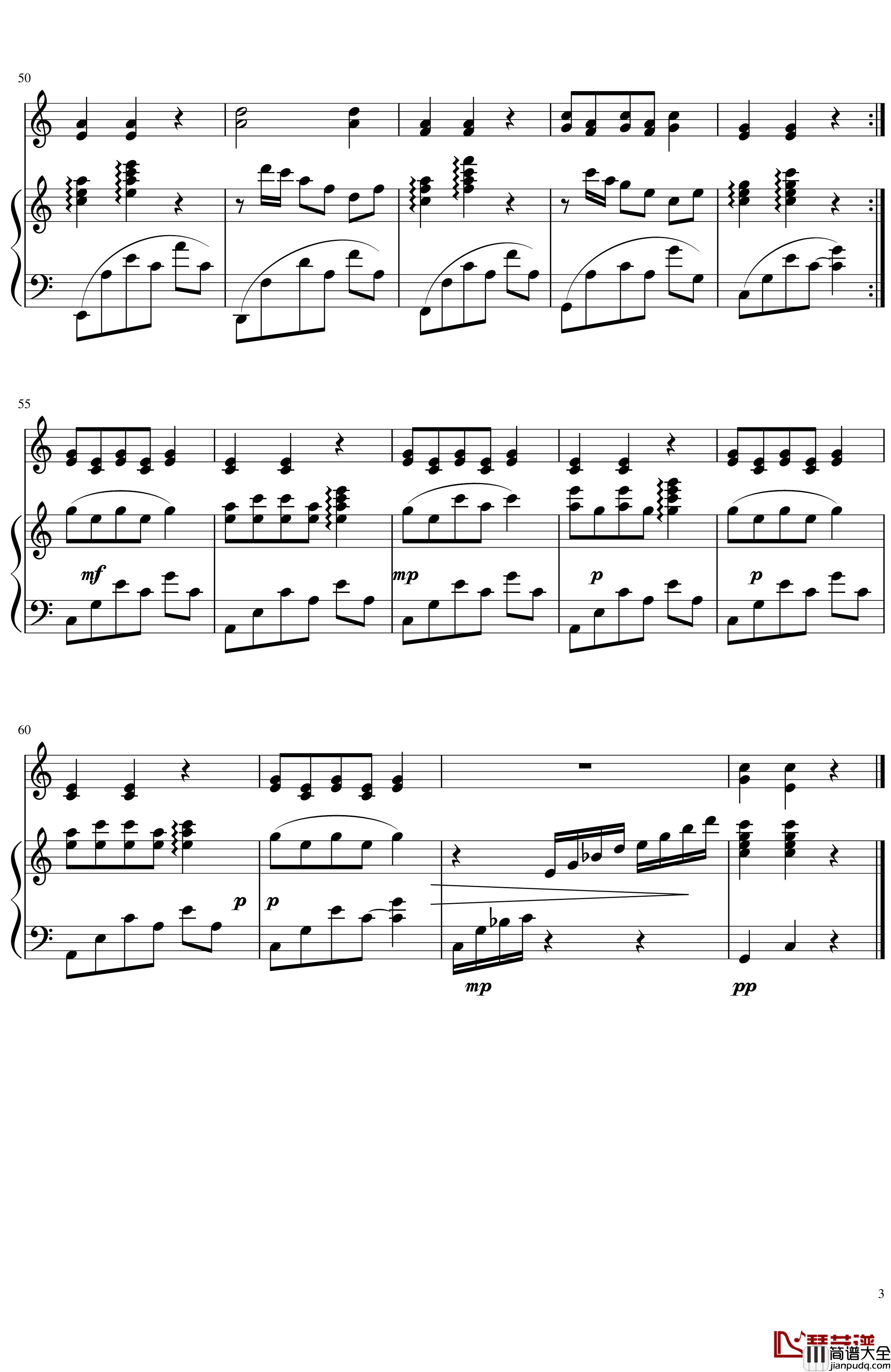 风铃叮叮钢琴谱_合唱伴奏_俞强曲