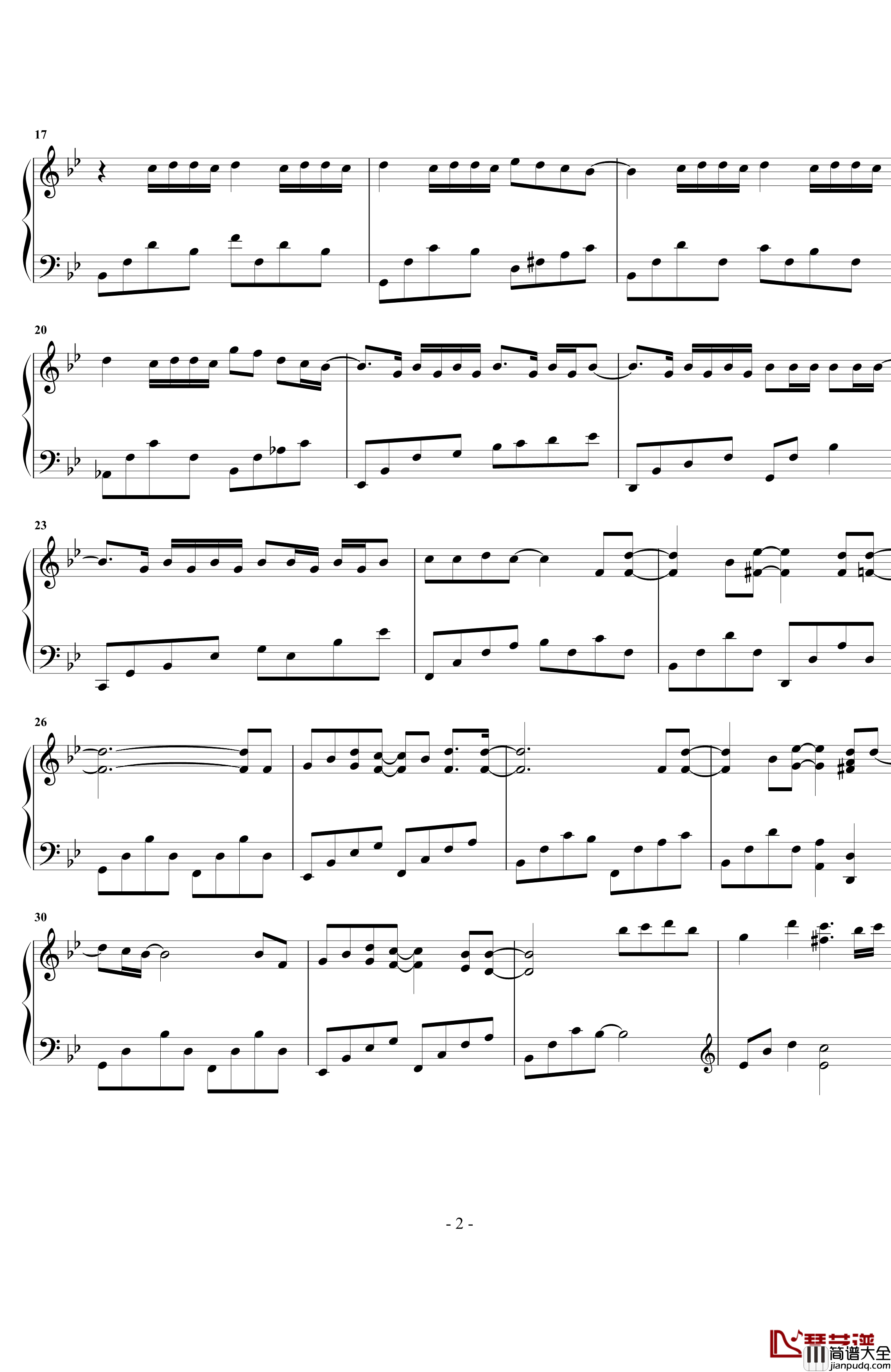 说好不哭钢琴谱_原声独奏_周杰伦