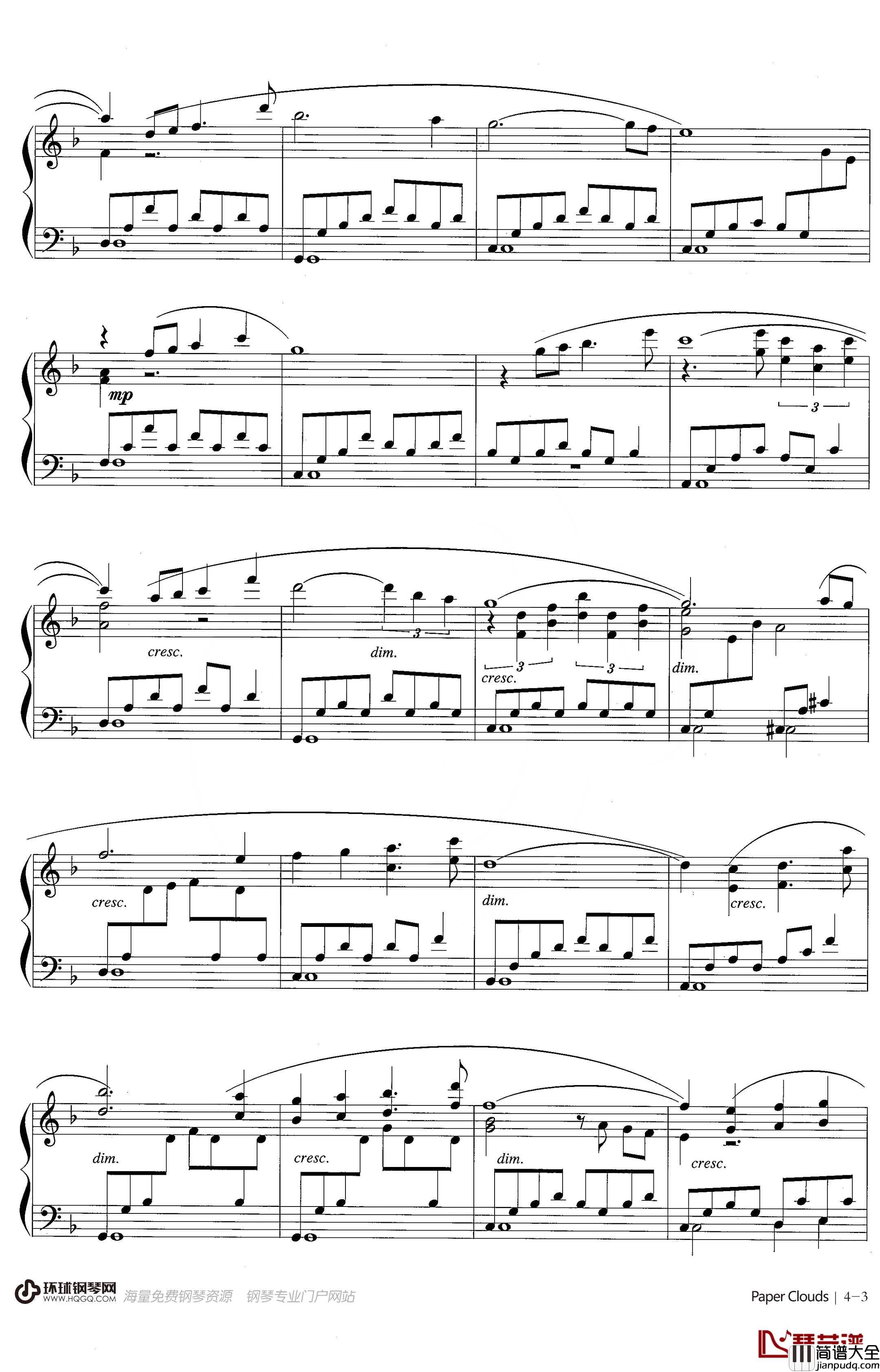 Paper_Clouds钢琴谱_Kevin_Kern