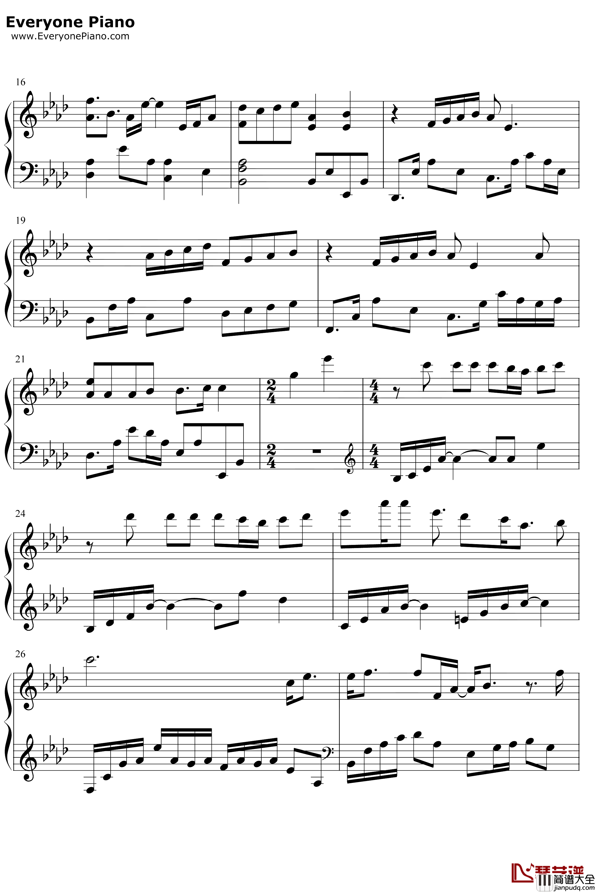 将故事写成我们钢琴谱_林俊杰