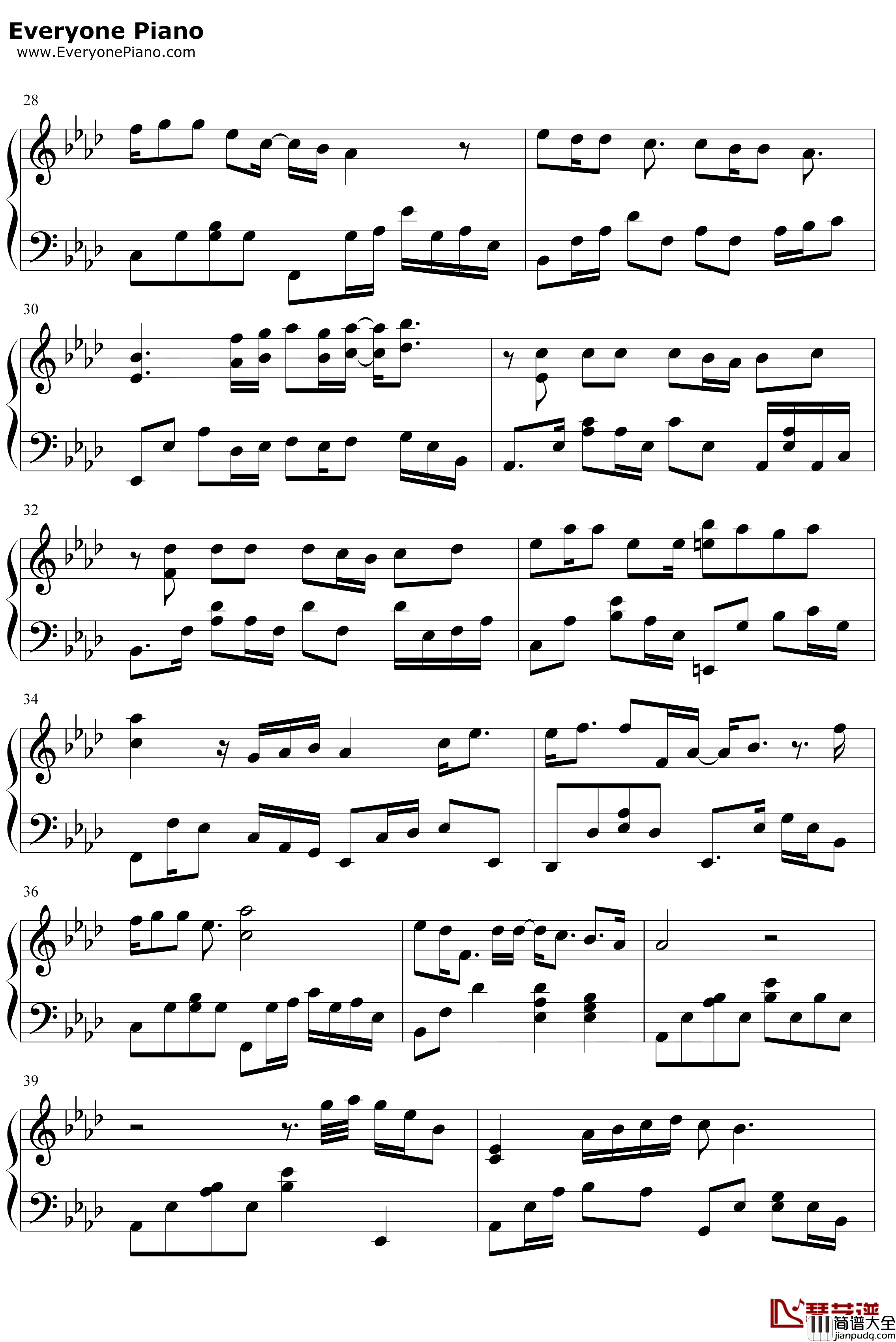 将故事写成我们钢琴谱_林俊杰