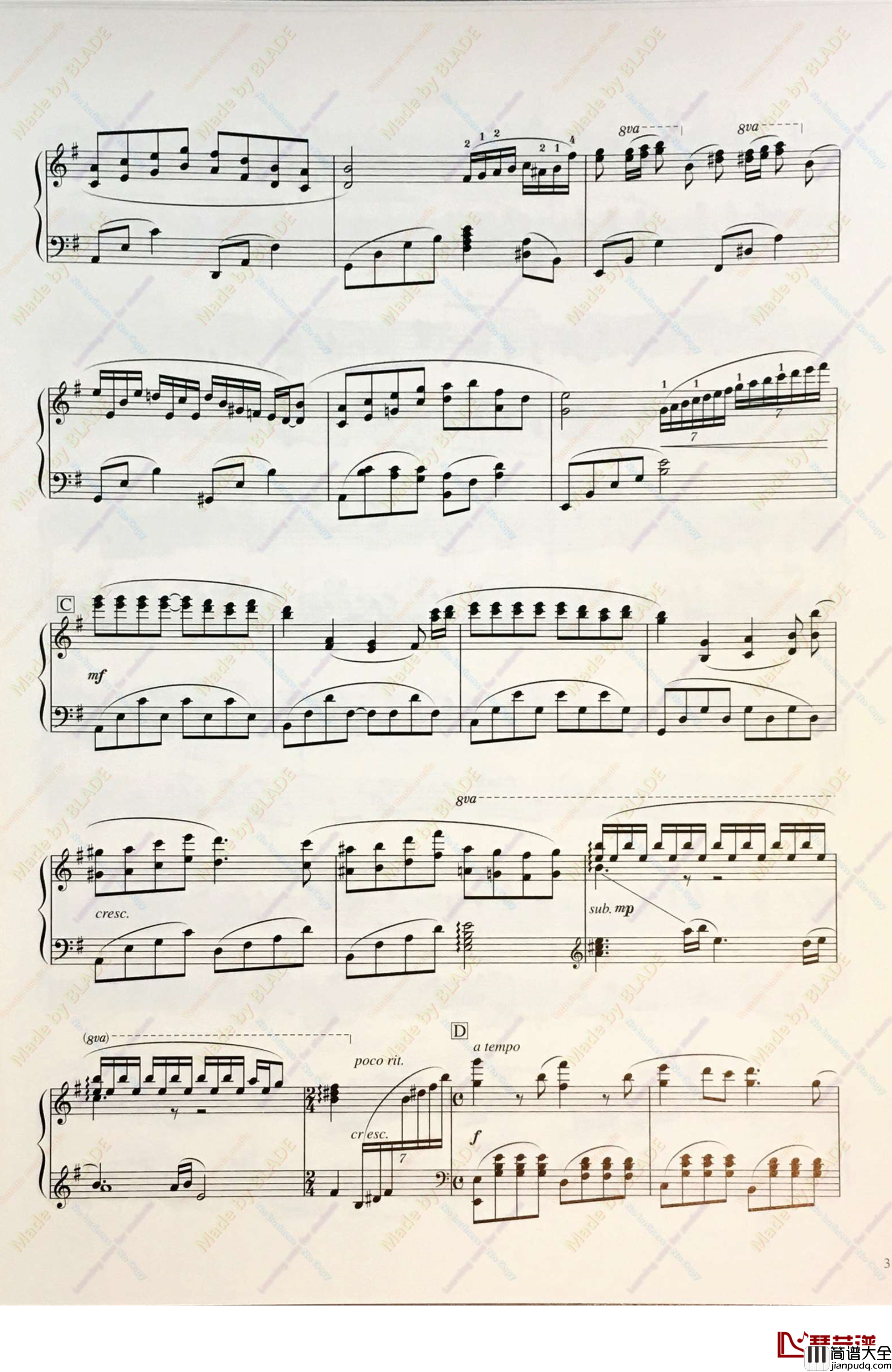 海の見える街钢琴谱_魔女宅急便_久石让