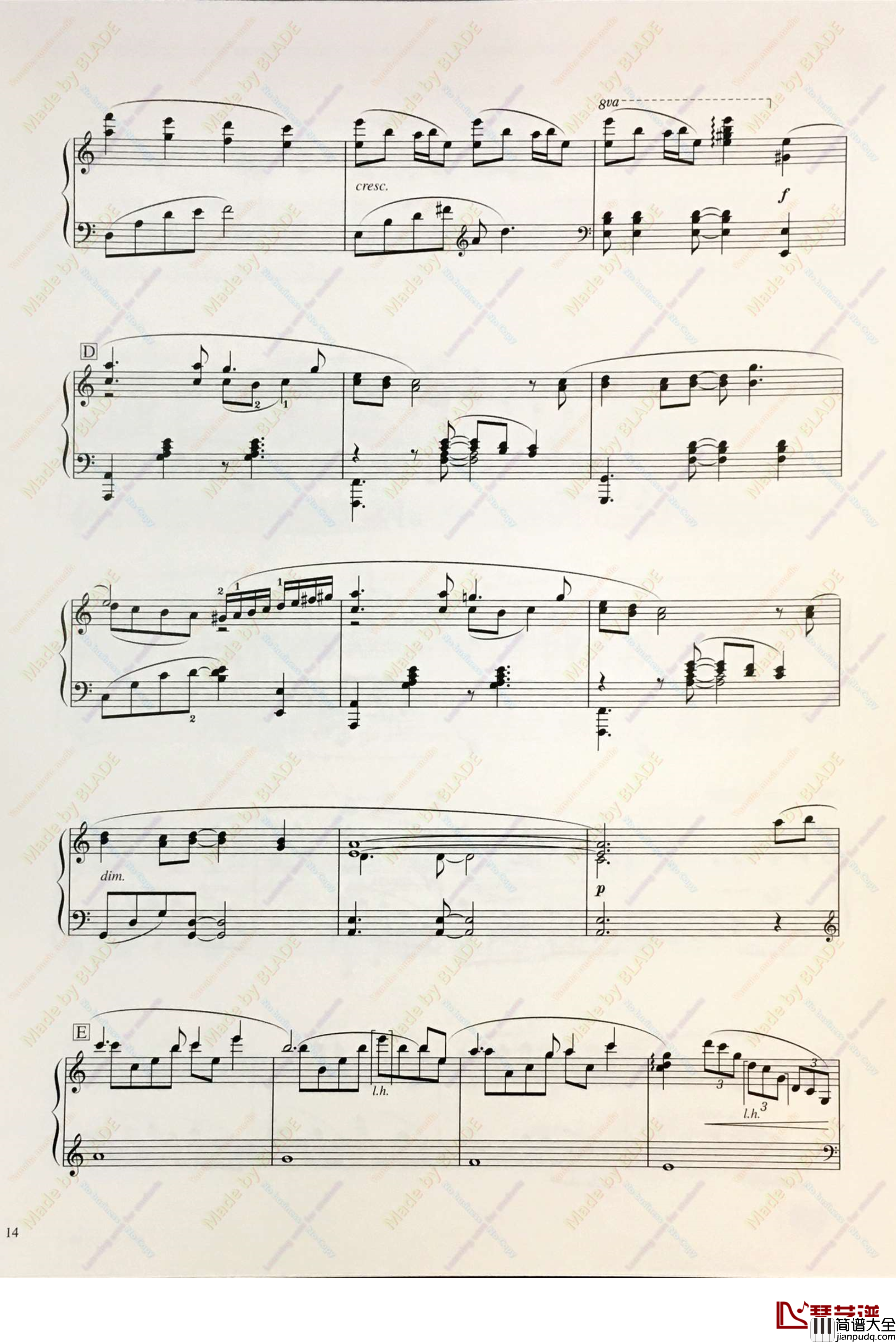 天空之城钢琴谱_轻快活泼_久石让