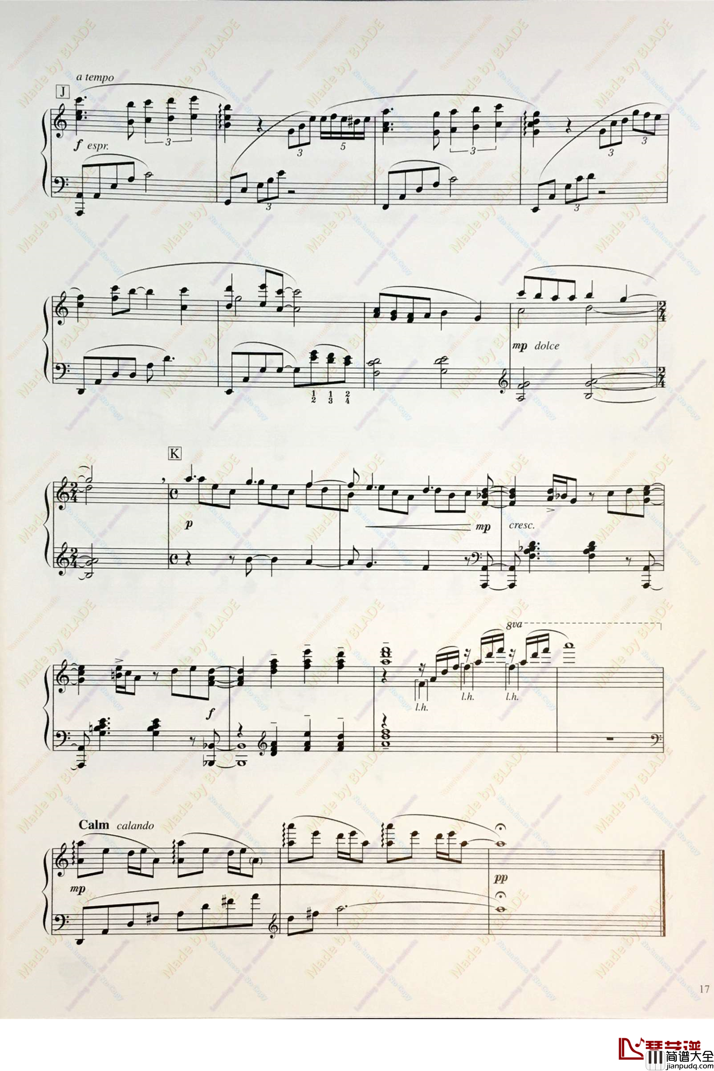 天空之城钢琴谱_轻快活泼_久石让