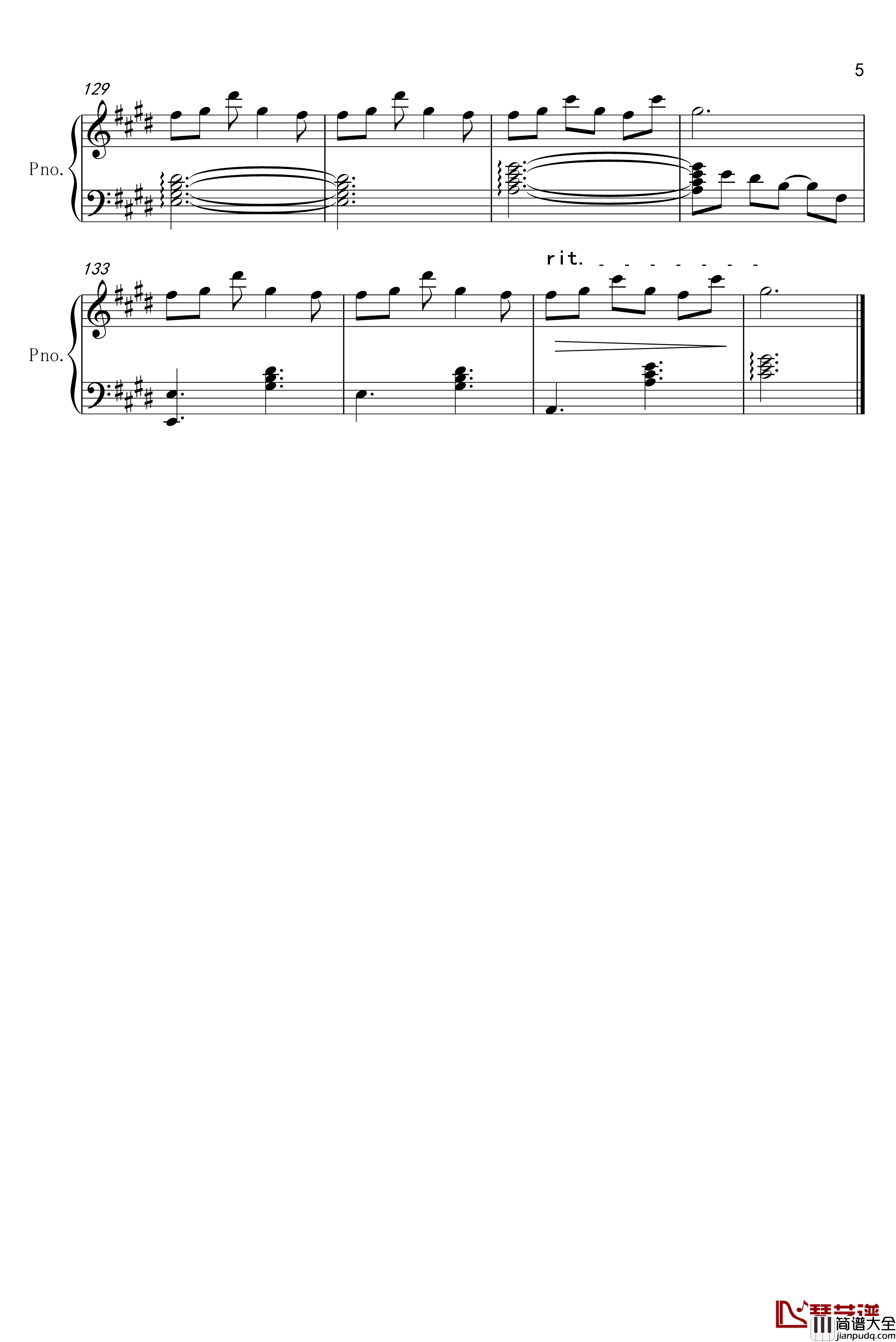 月球钢琴谱_完美独奏版_银临