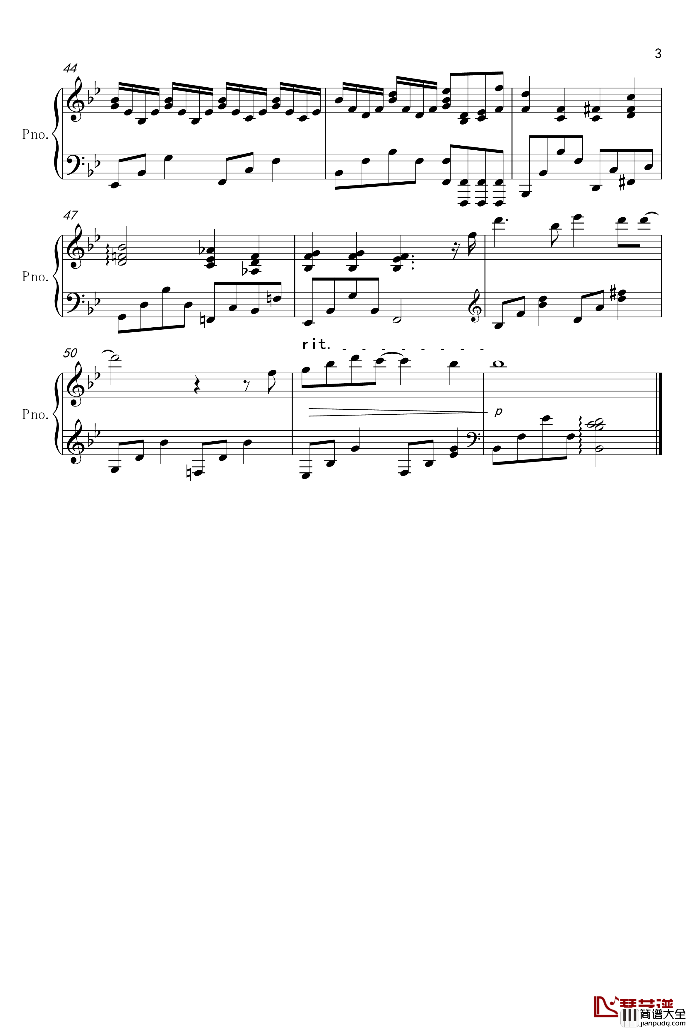 说好不哭钢琴谱_完美伴奏版_周杰伦