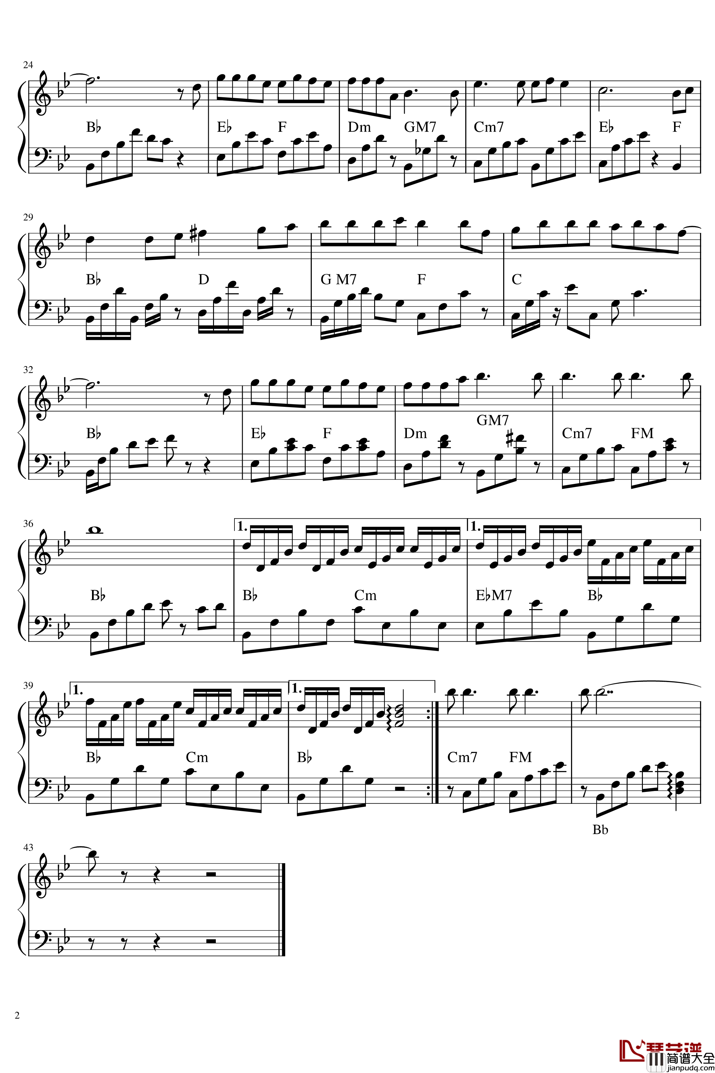 年少心事钢琴谱_王一博