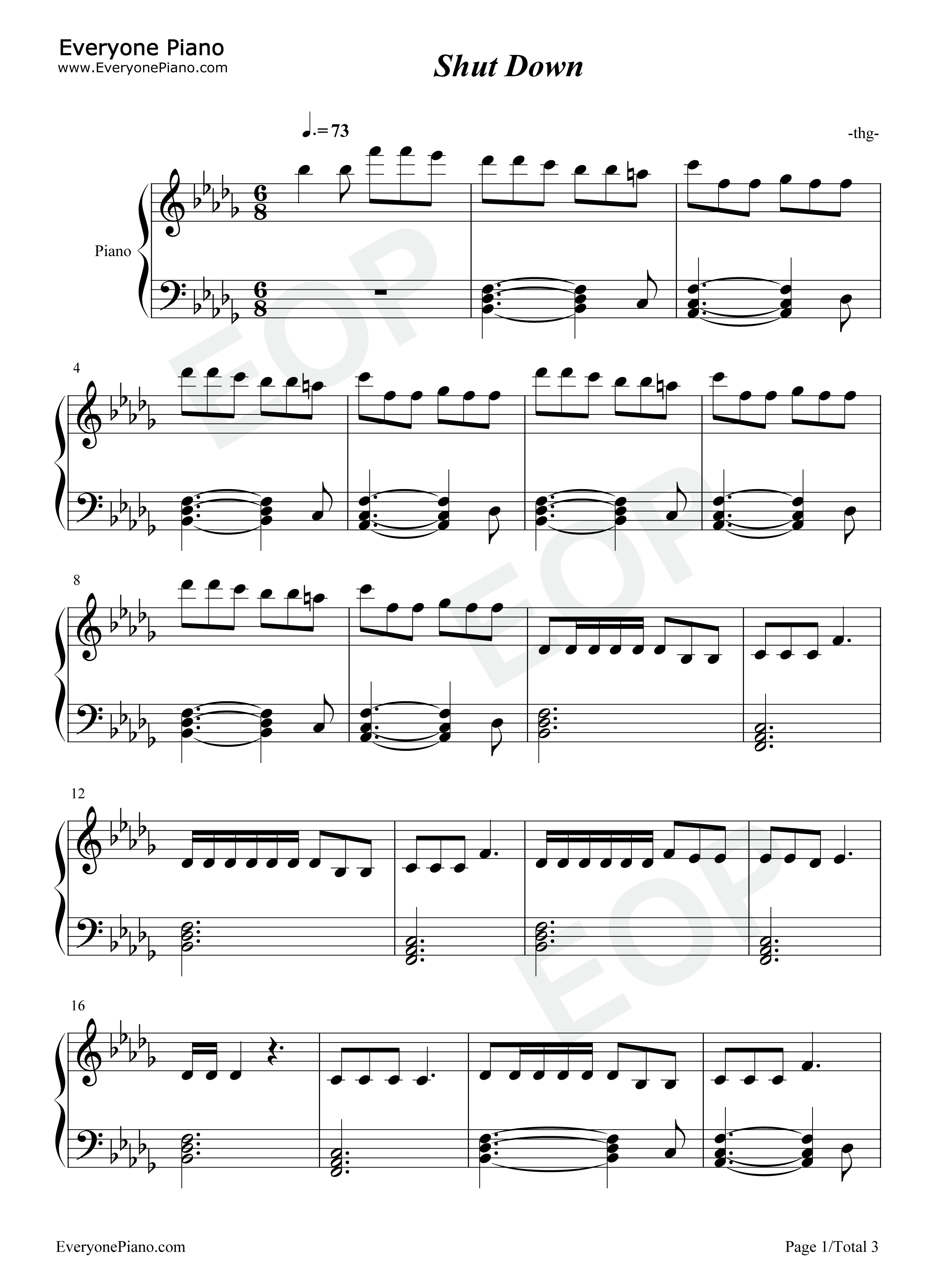 Shut_Down钢琴谱_Blackpink