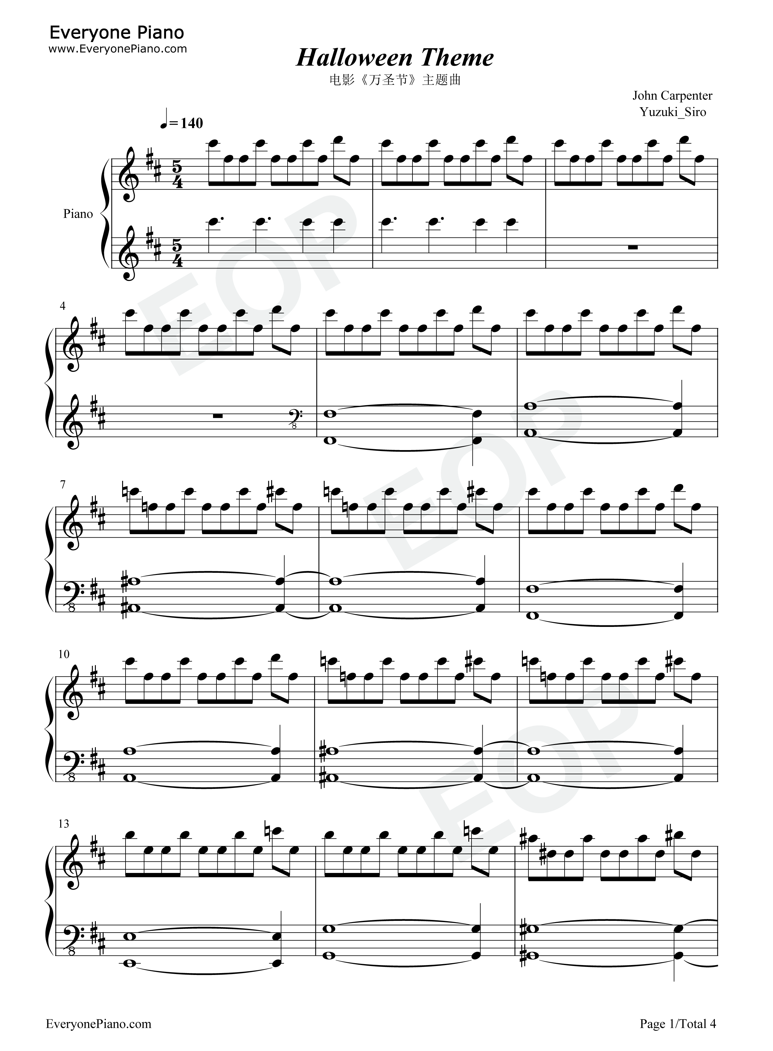 Halloween_Theme钢琴谱_John_Carpenter