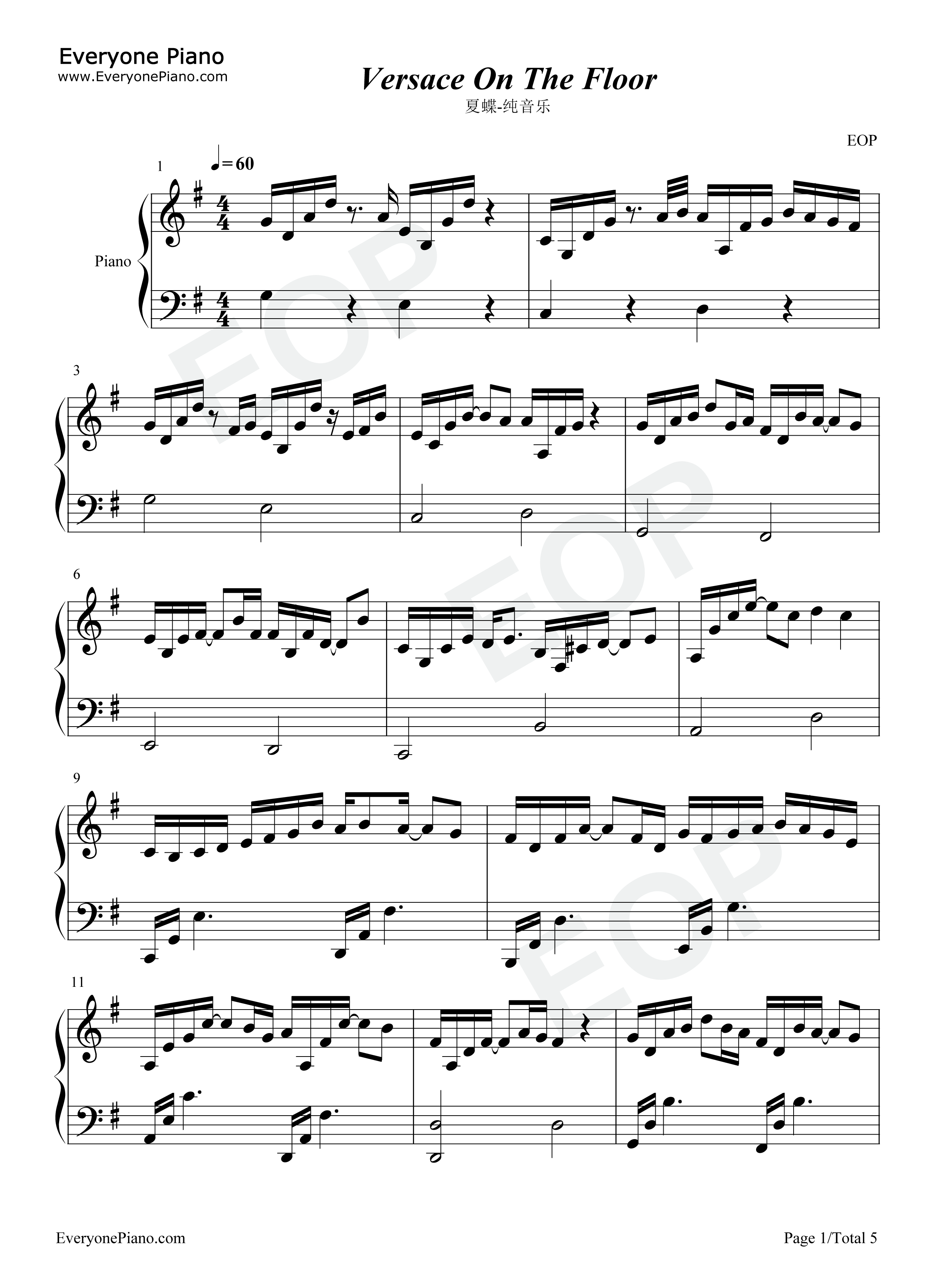 Versace_On_The_Floor钢琴谱_夏蝶