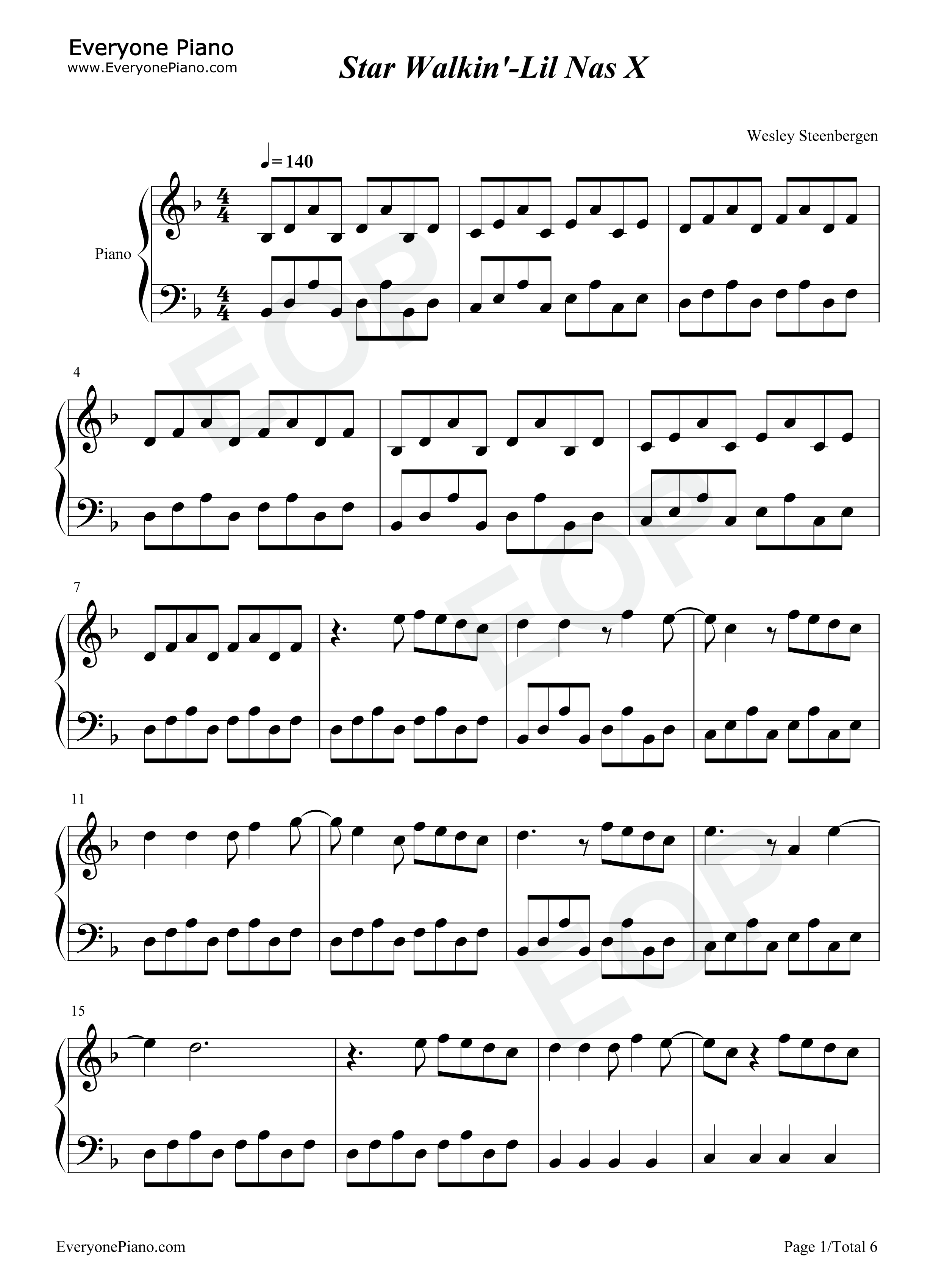 Star_Walkin钢琴谱_Lil_Nas_X