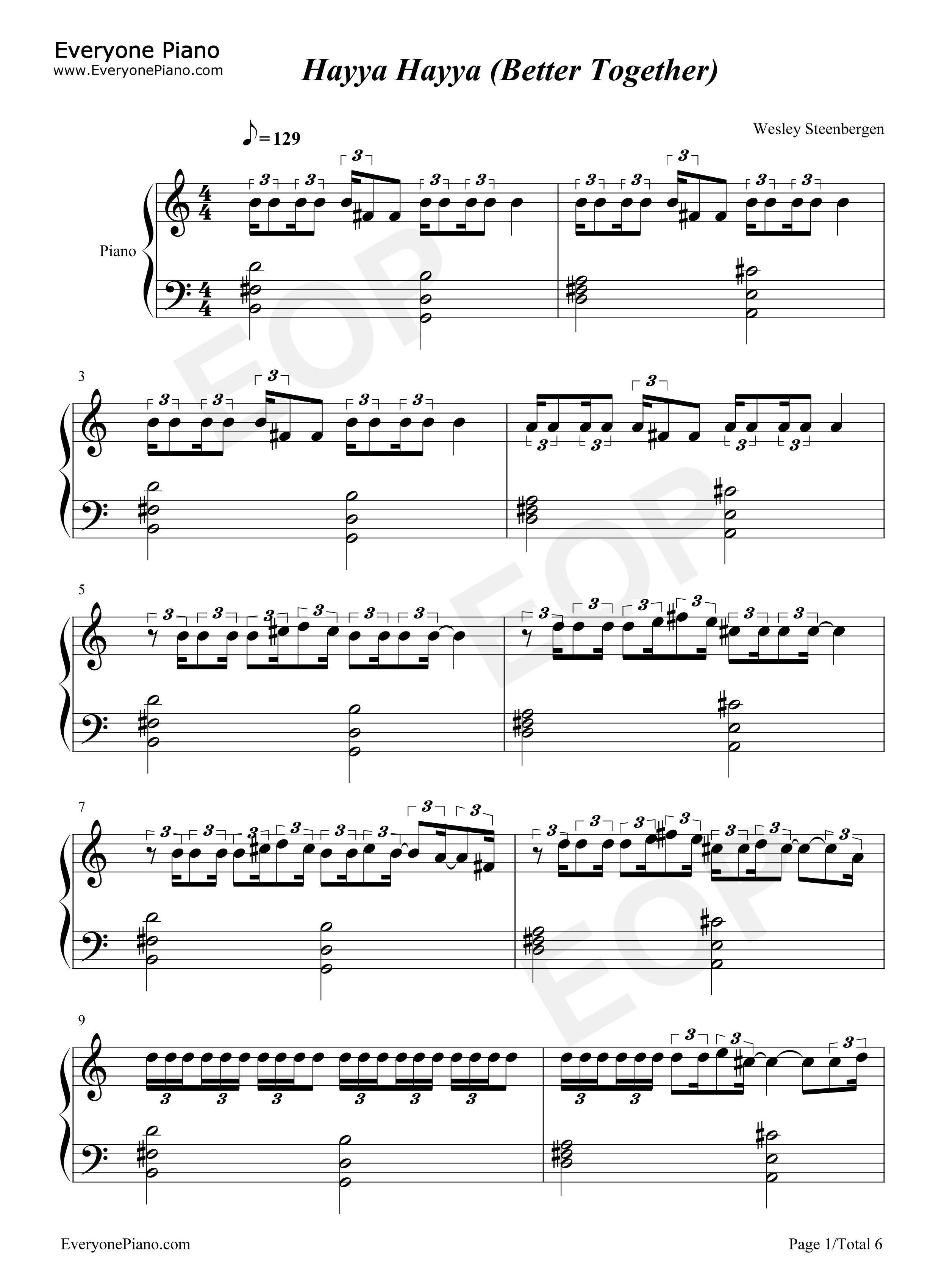 Hayya_Hayya_Better_Together钢琴谱_Trinidad_Cardona_Davido_AISHA