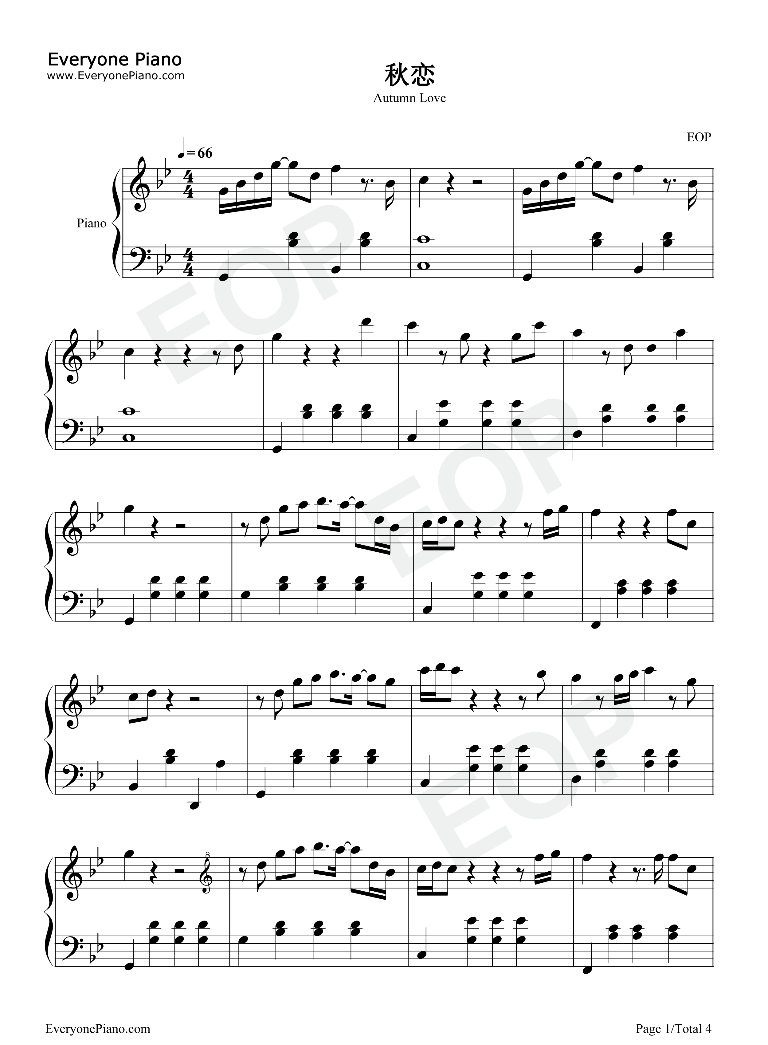 秋恋钢琴谱_祁隆