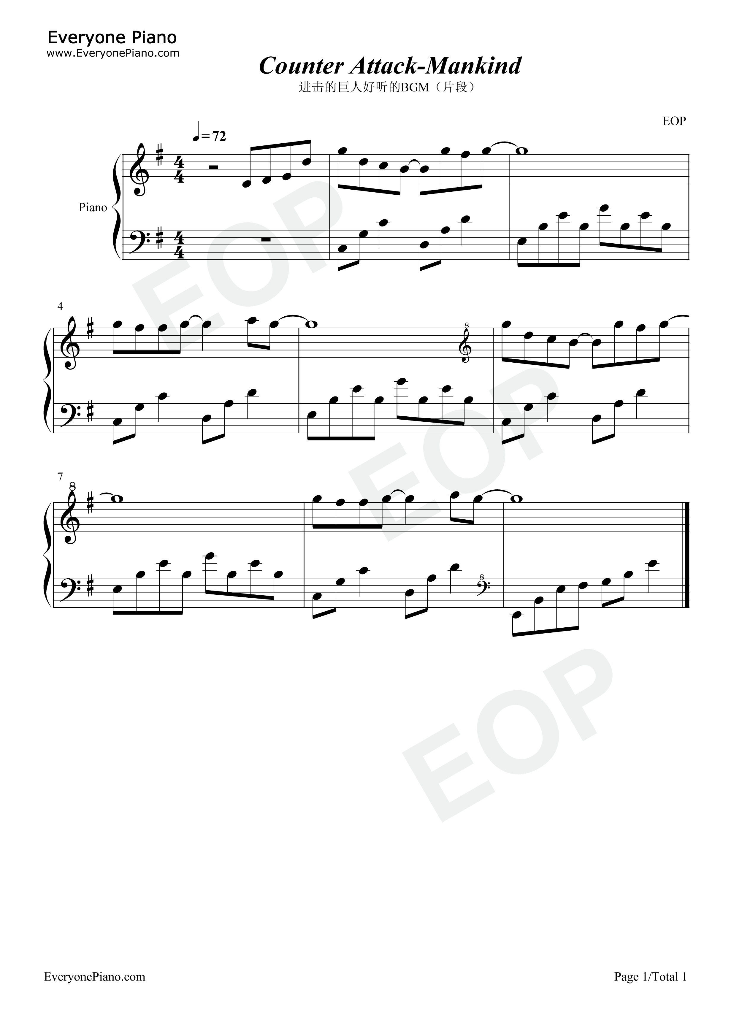 Counter_Attack钢琴谱_泽野弘之