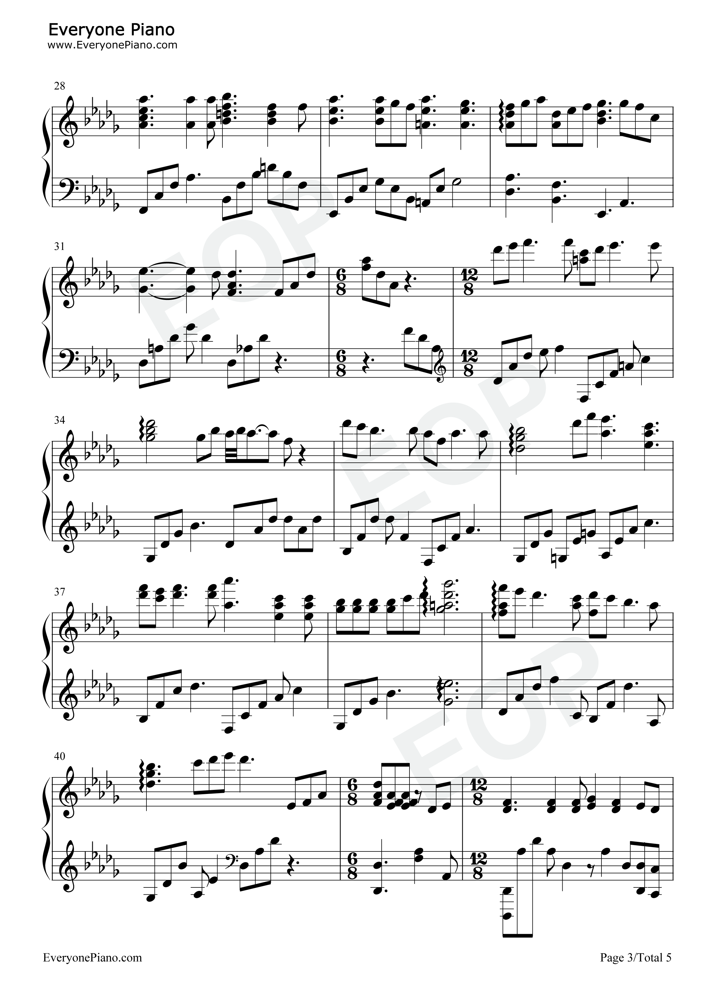 时代钢琴谱_中岛美雪