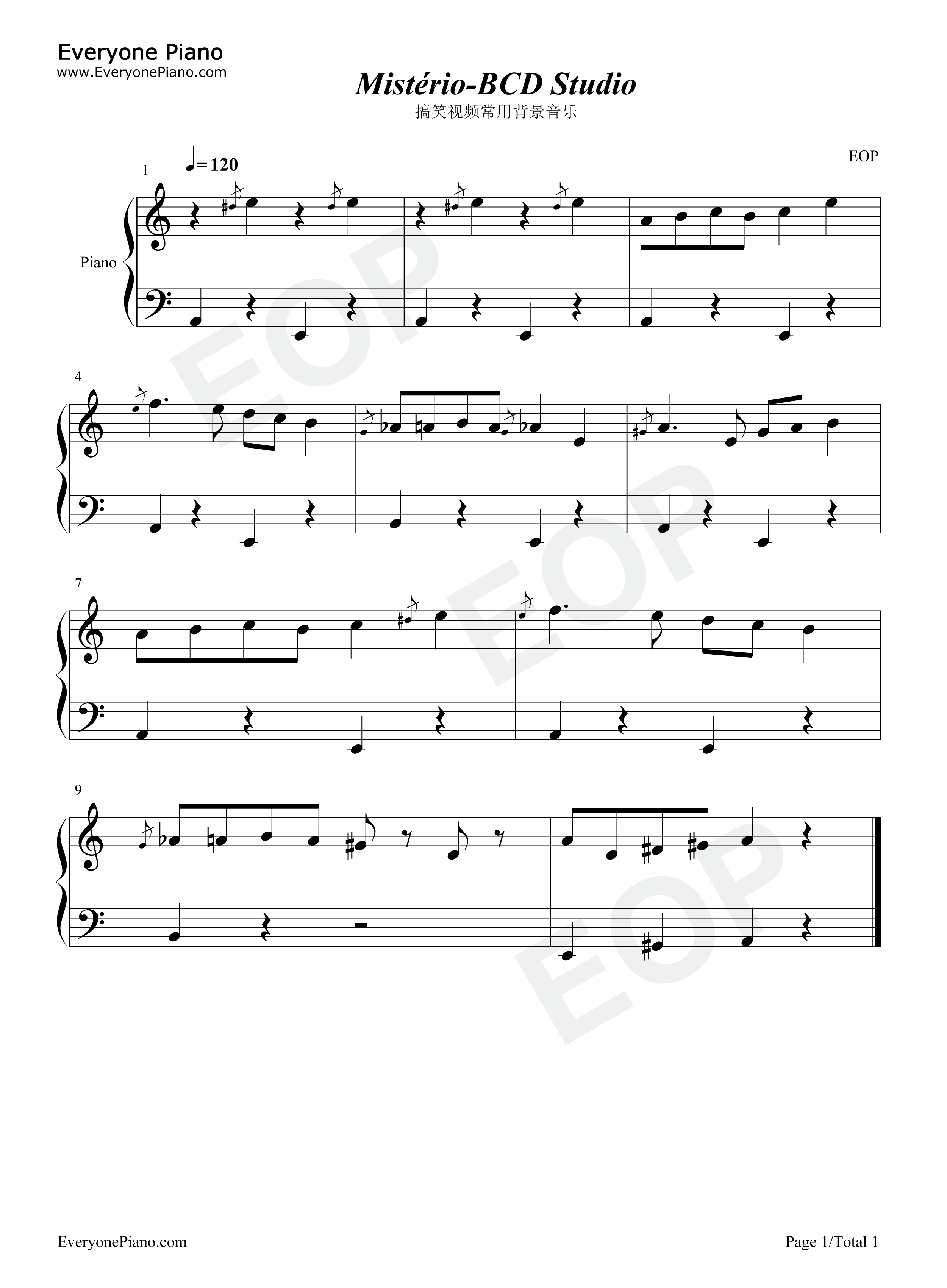 Mistério钢琴谱_BCD_Studio