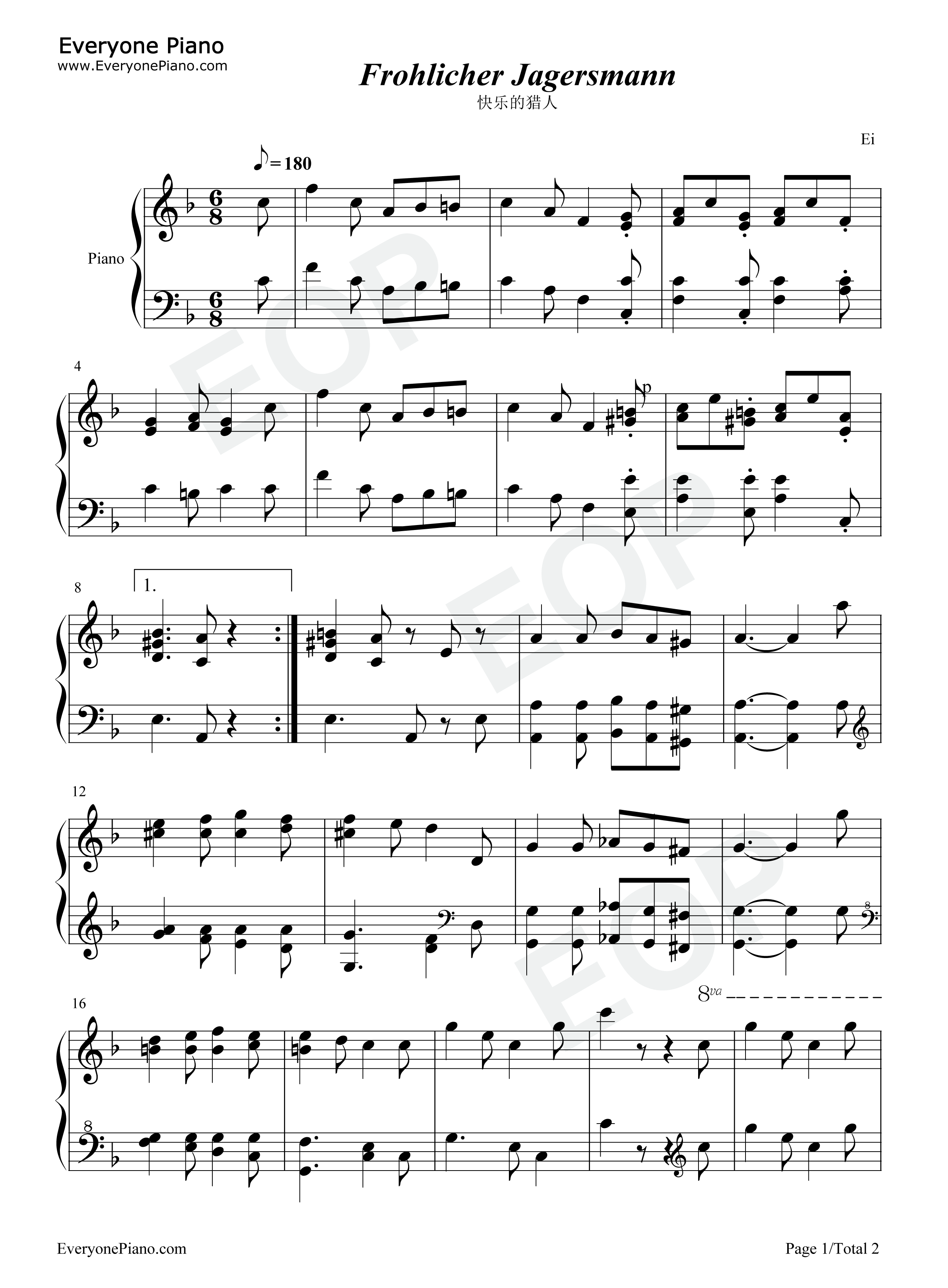 快乐的猎人钢琴谱_Gustav_Adolf_Merkel_梅尔克尔__古斯塔夫·阿道尔夫