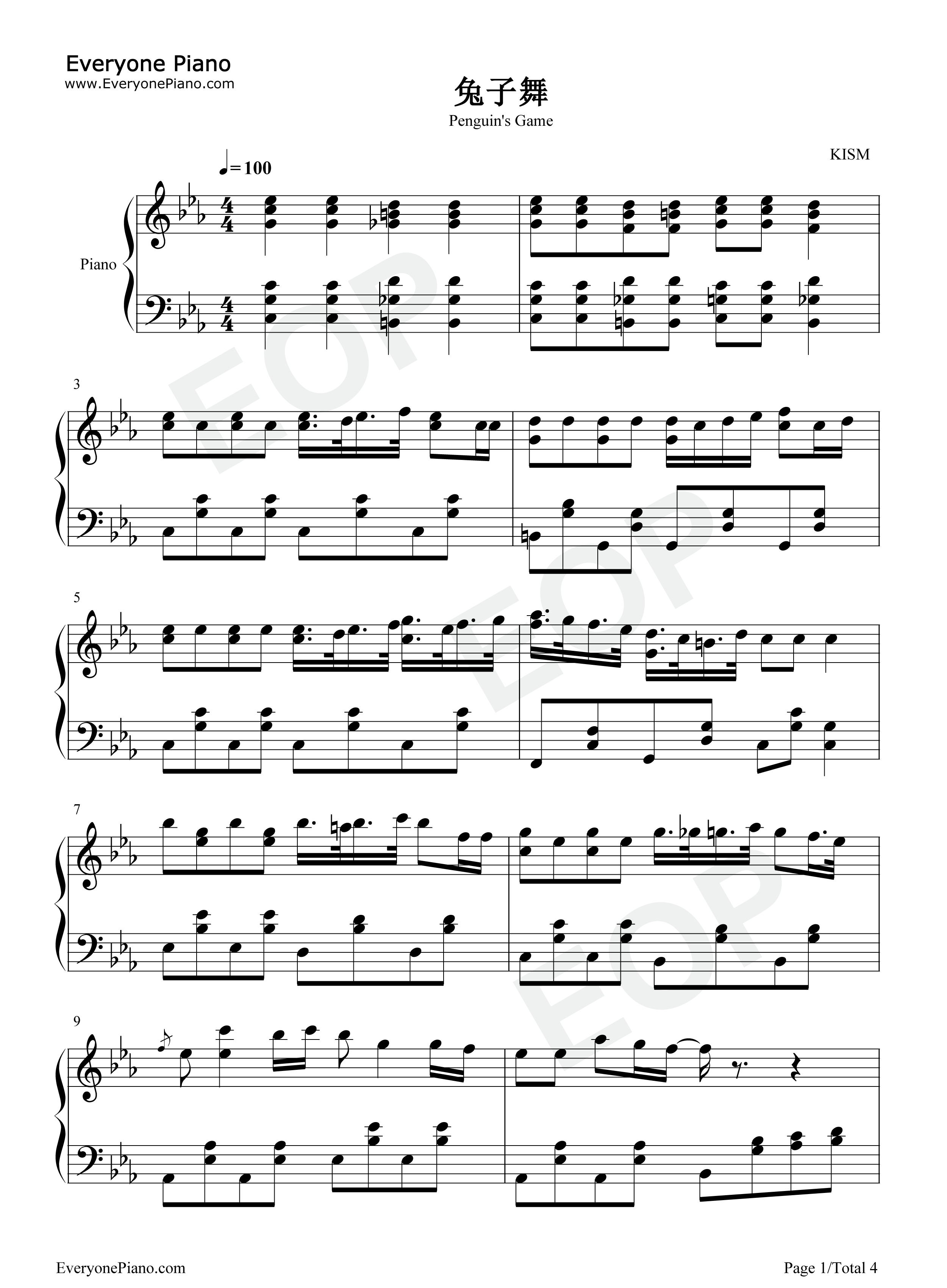 兔子舞钢琴谱_GELATO