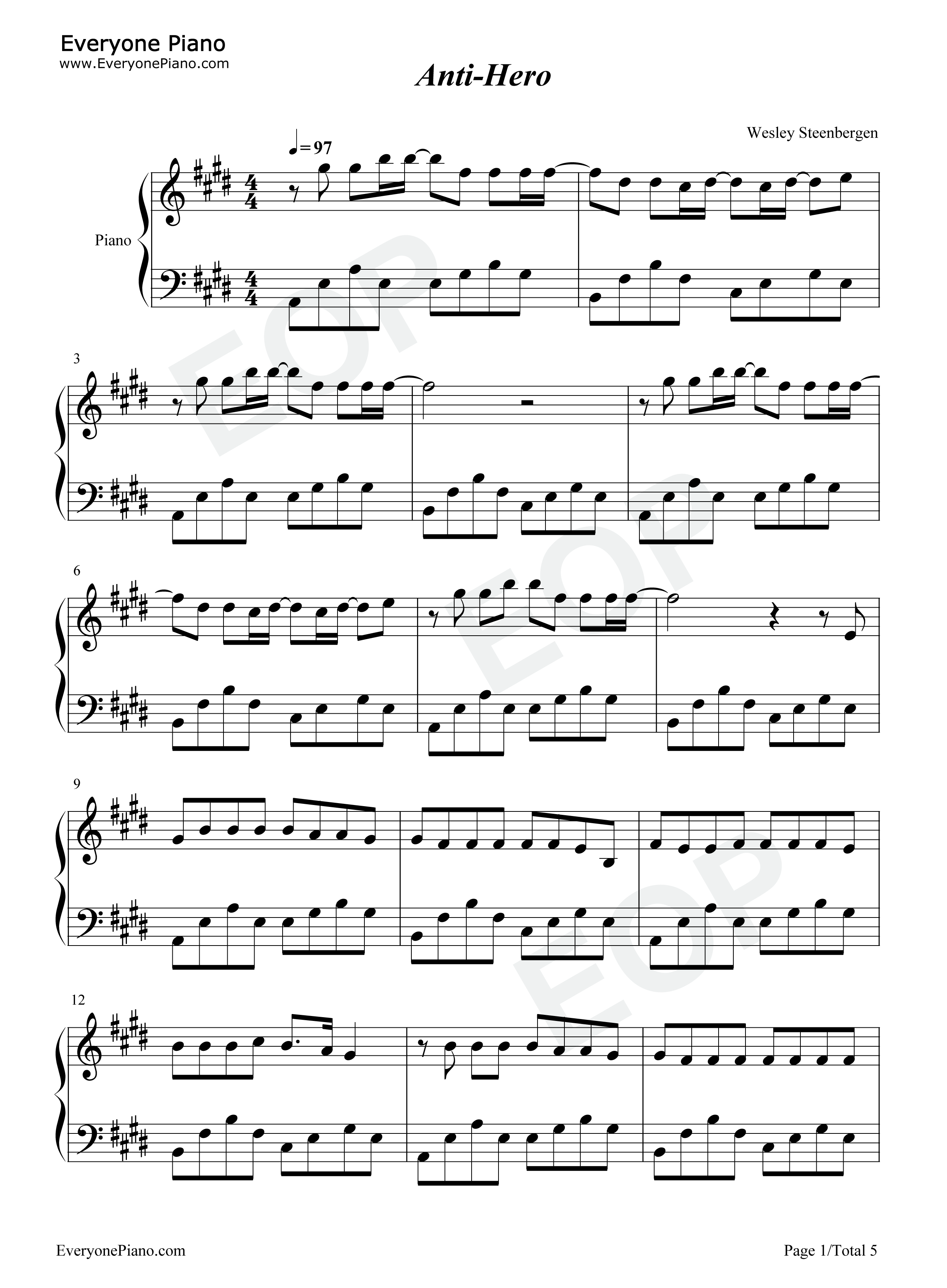 Anti钢琴谱_Taylor_Swift