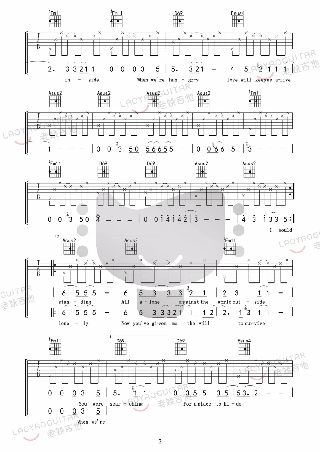 Love-Will-Keep-Us-Alive吉他谱3-Eagles