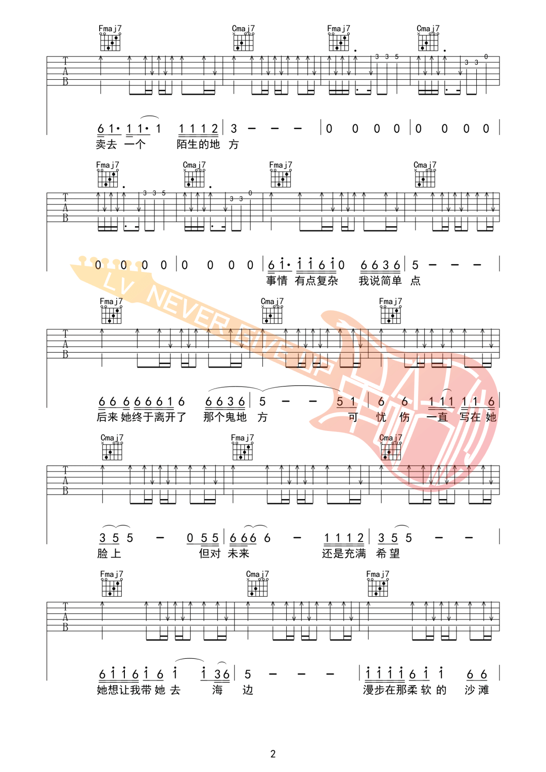 梦幻丽莎发廊吉他谱2-五条人