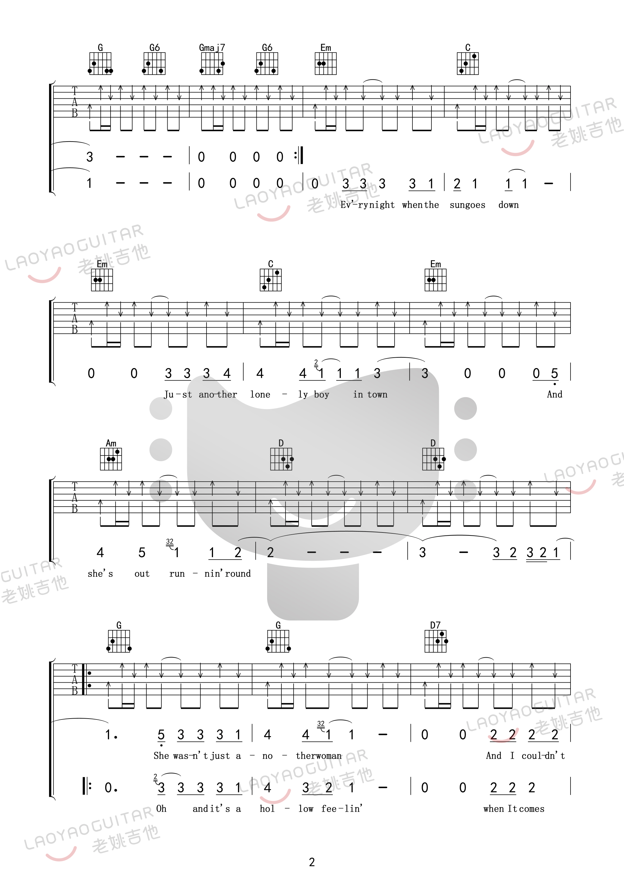 Tequila-Sunrise吉他谱2-Eagles