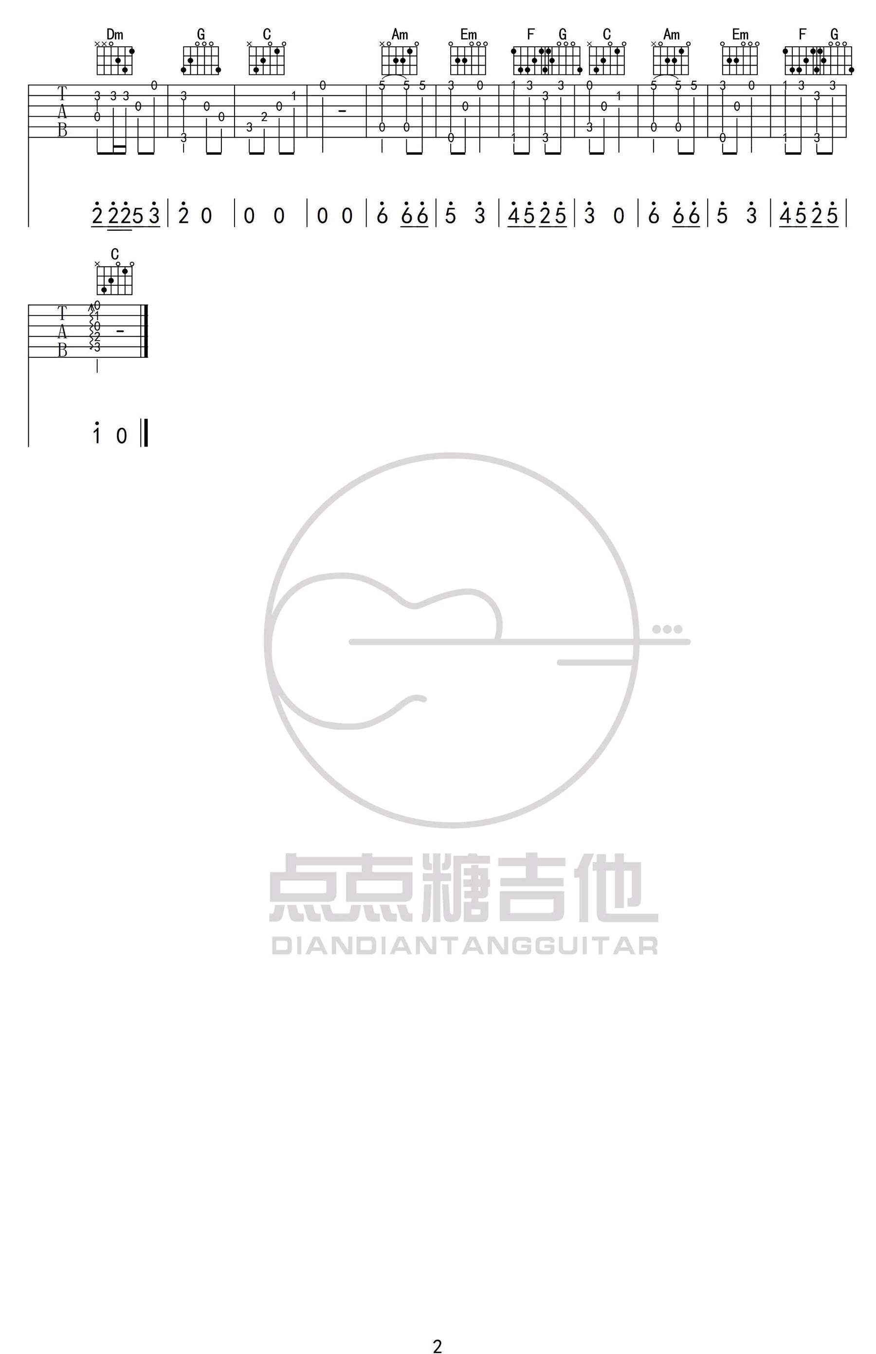 桥边姑娘指弹吉他谱2-海伦